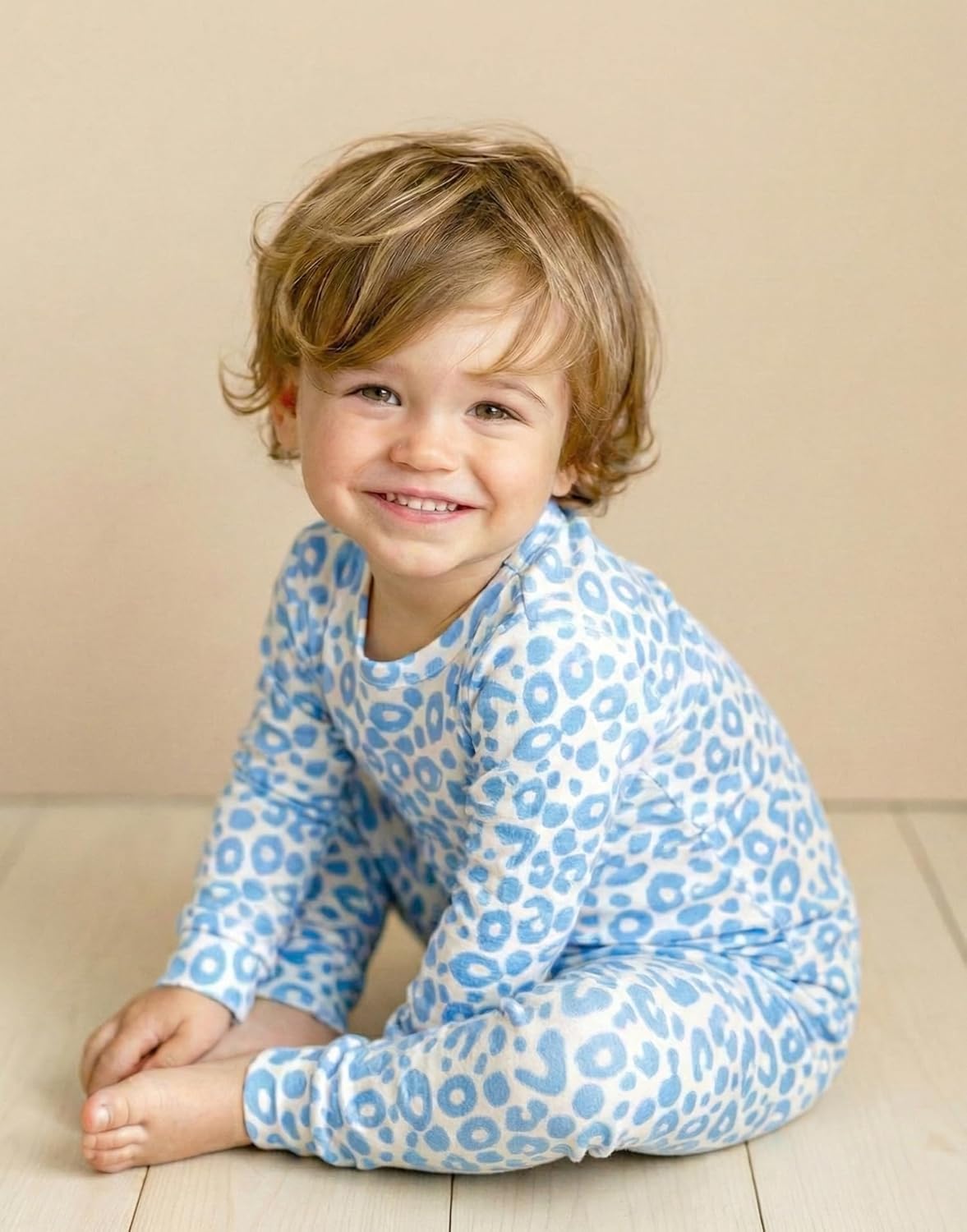 moimoln Baby Toddler Pajama Set Snug-Fit Cotton Modal Sleepwear, Leopard, Check & Solid Mix (6M-8Y, 1/2 Pack) - Image 5