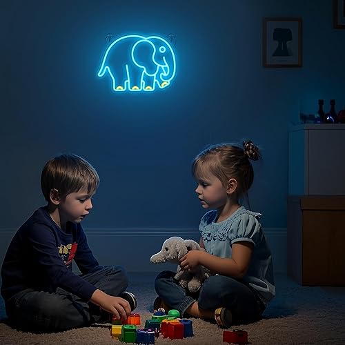 Miniatura 7 de YuanDian Letrero de neón de elefante, luces de neón de animales para dormitorio, sala de estar, decoración de pared, regalos de fiesta de cumpleaños