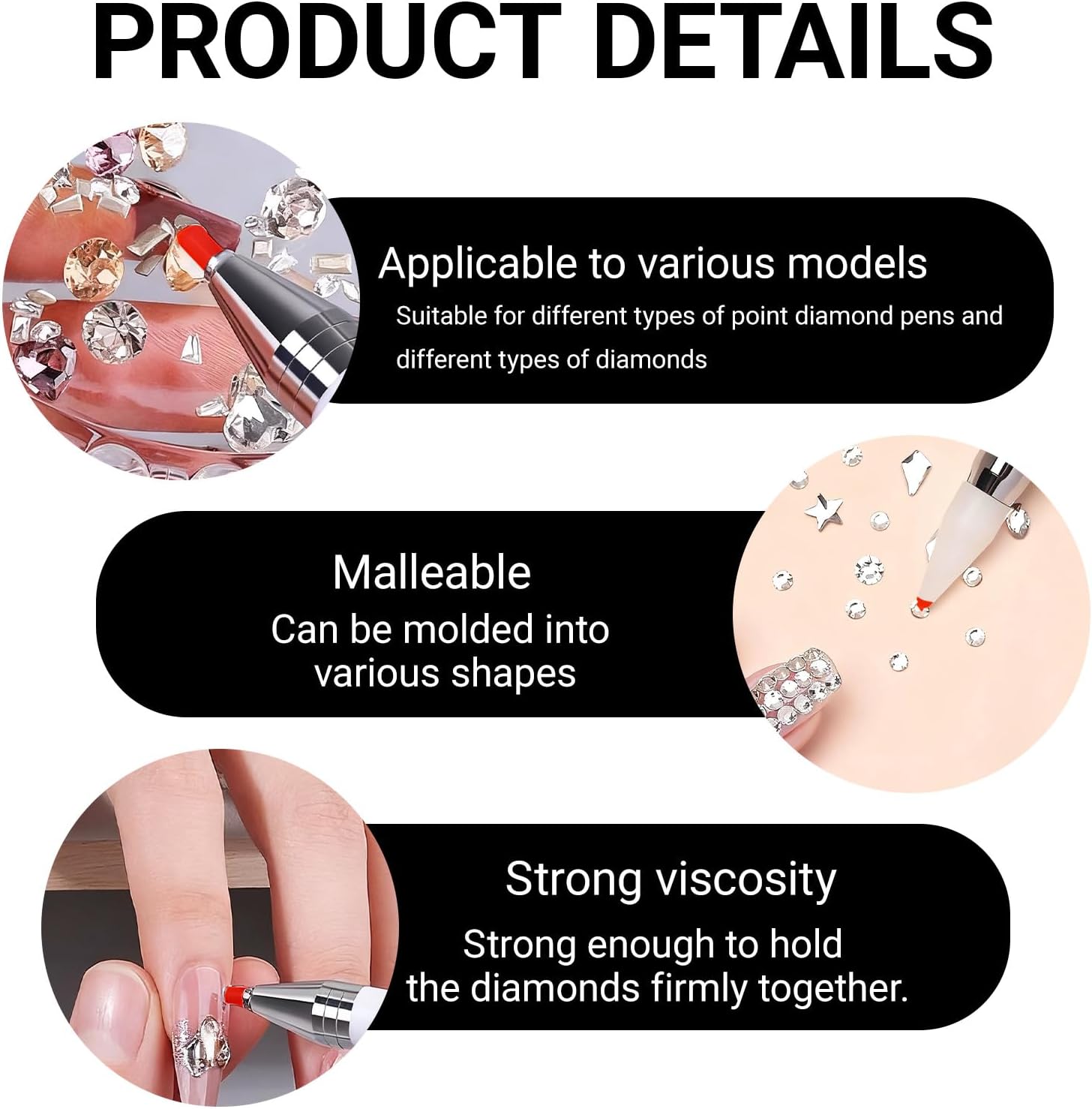 ６ Pack Diamond Art Wax Refills for Refillable Drill Pen, Wax Clay Refills with Storage Box for Diamond Painting & Nail Art Rhinestone Picker, 3D Embroidery Crafts (Red)