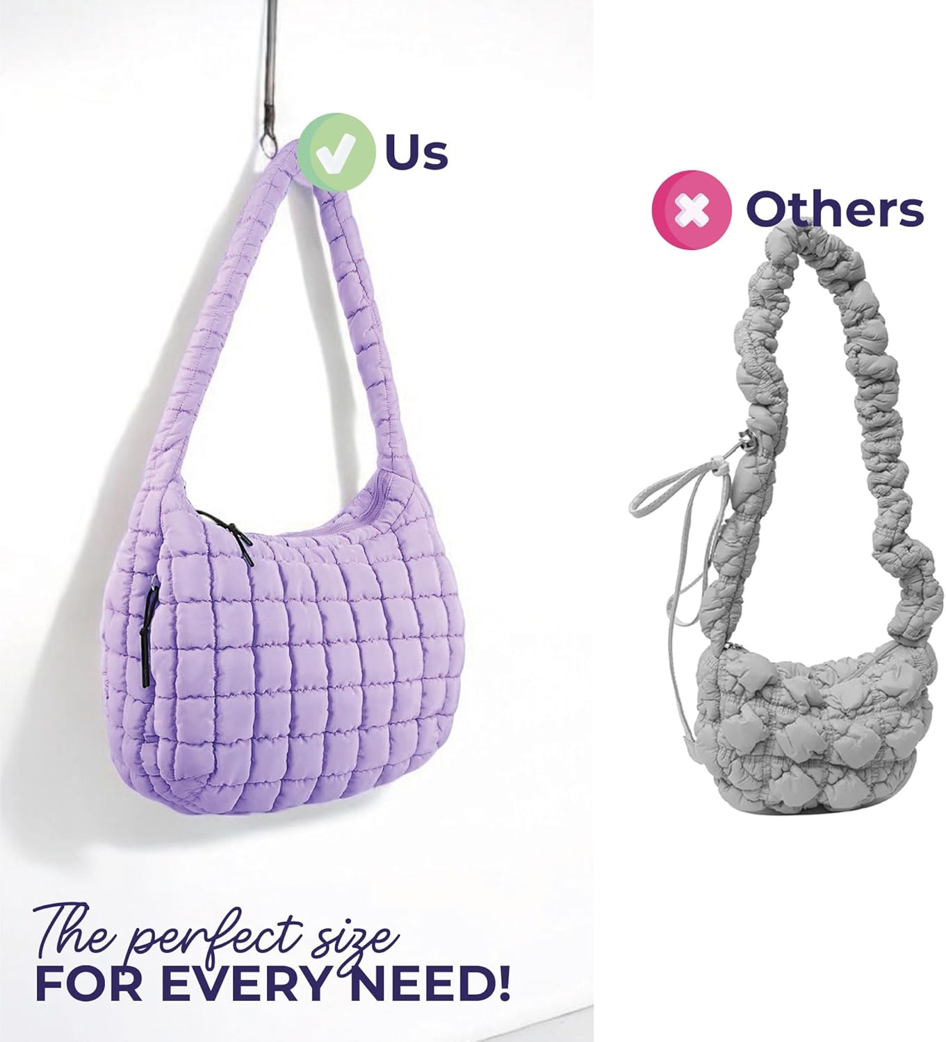 Puffer Tote Bag for Women - Quilted, Puffy, and Trendy Crossbody - Shoulder Bags - Large & Medium Sizes - Free People Bag - Image 7