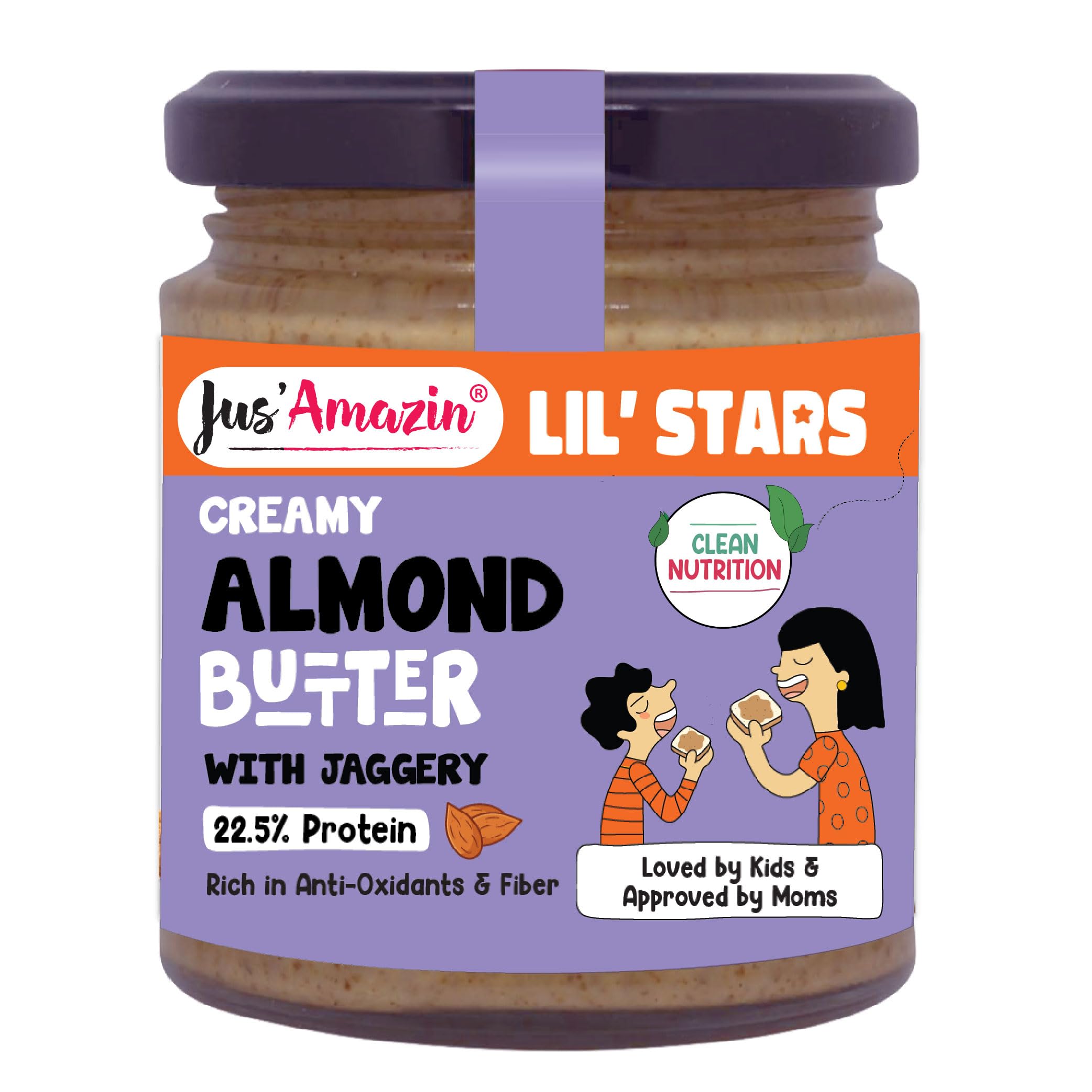 Jus Amazin Lil Stars Almond Butter With Jaggery|1 Spoon(6G) = 5 Almonds|Yummy, Clean & Nutritious Almond Butter For Kids|90% Almonds, No Refined Sugar|No Chemicals, No Hydrogenated Fats - 200 Gram (B0CG9Q6BW8) Amazon Price History, Amazon Price Tracker
