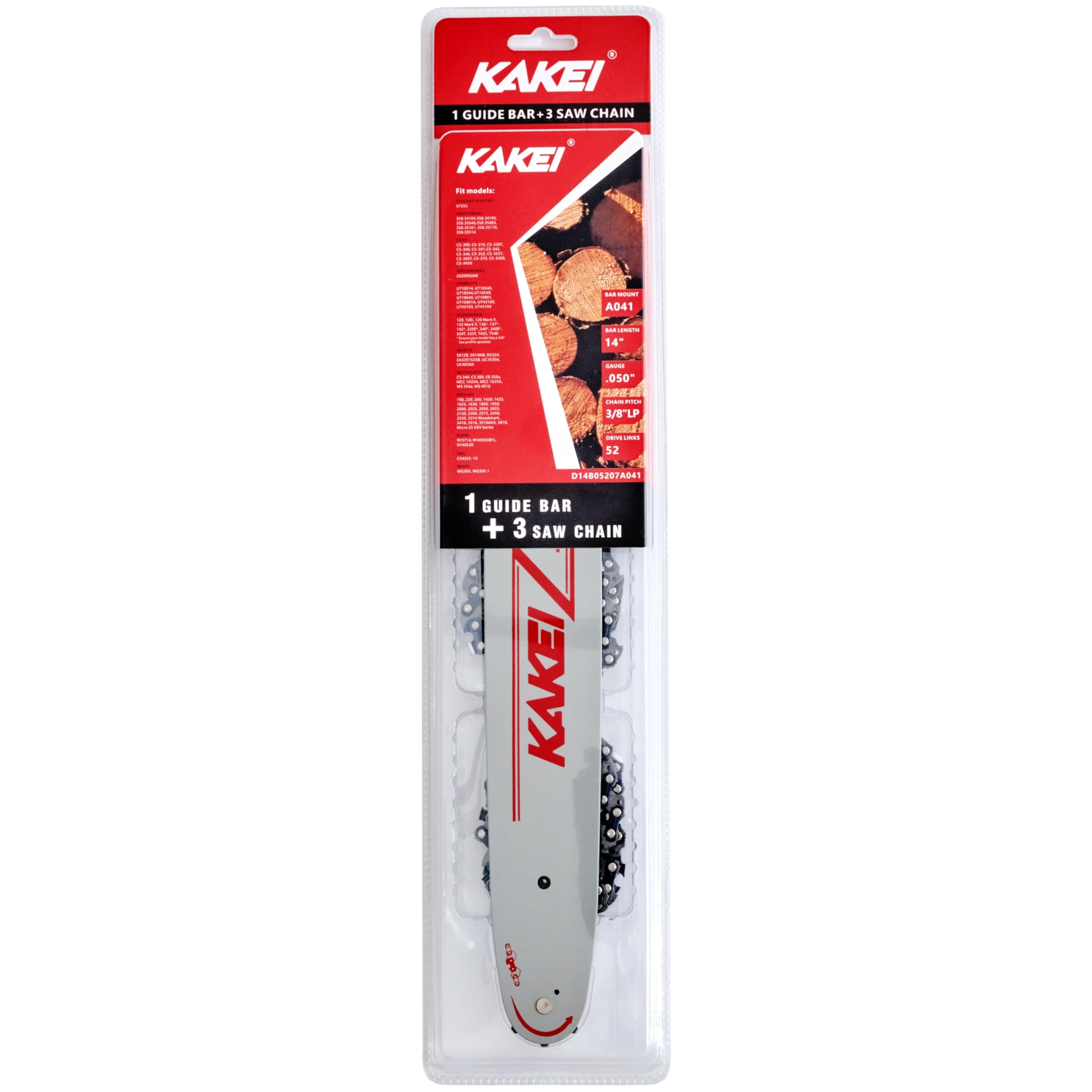 Snapklik.com : KAKEI 14 Inch Chainsaw Bar& Chain Combo - 3/8" LP Pitch ...