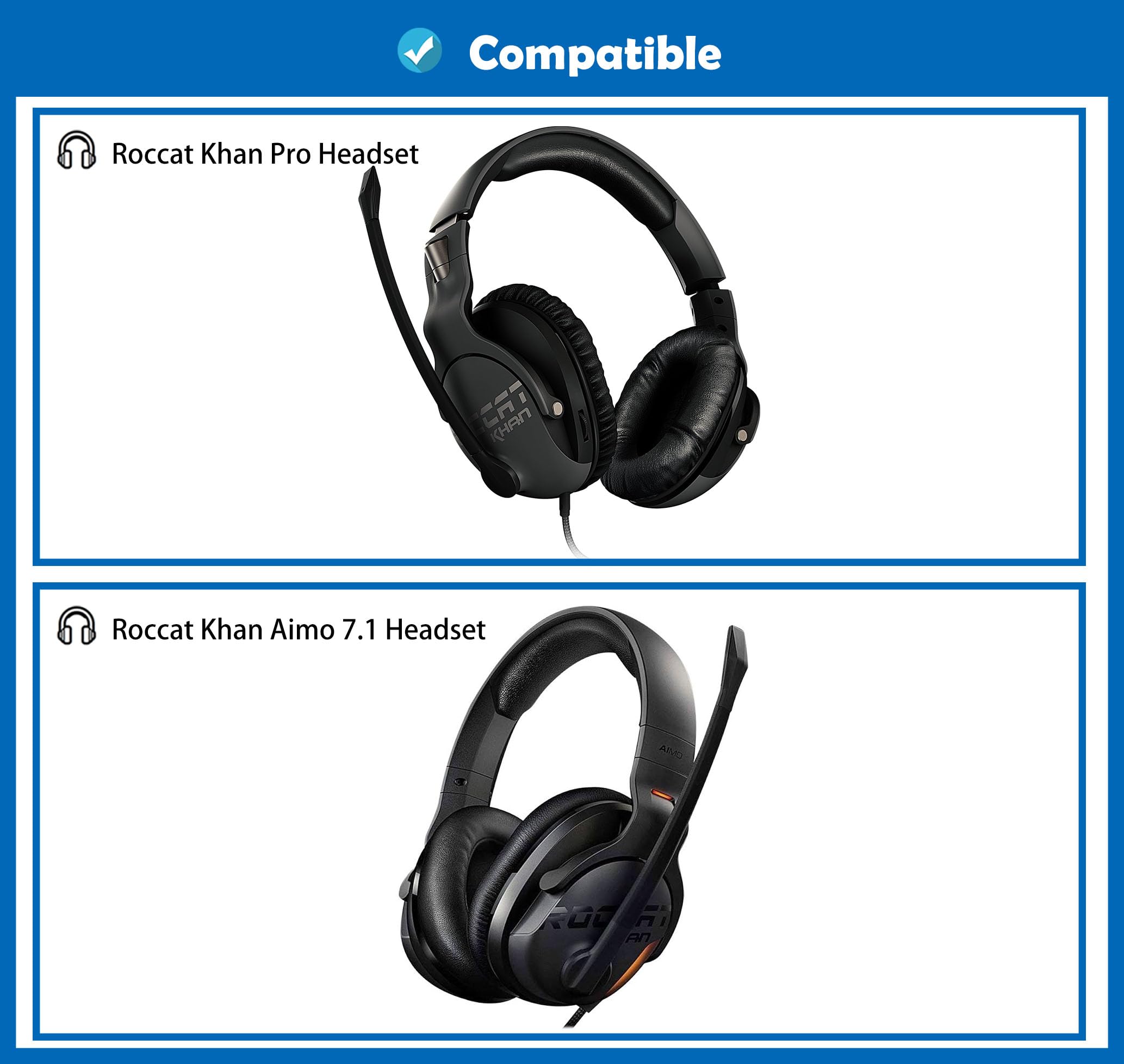Ersatz-Ohrpolster Für Roccat Khan Aimo 7.1 Gaming-Headset – Aus Schaffellleder & Memory-Schaum, Verbessert Komfort & Sound