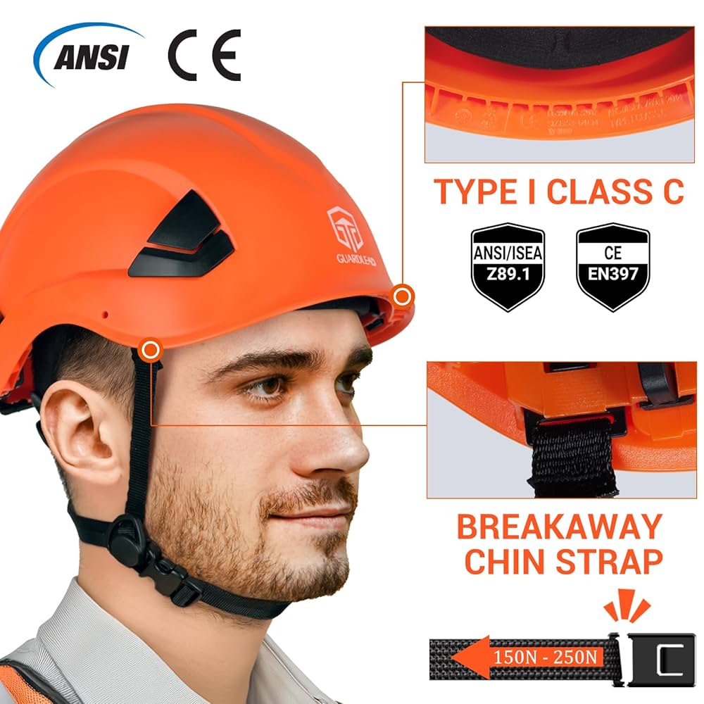 Hard Hat with Chin Strap ANSI Z89.1 Certified Vented Safety