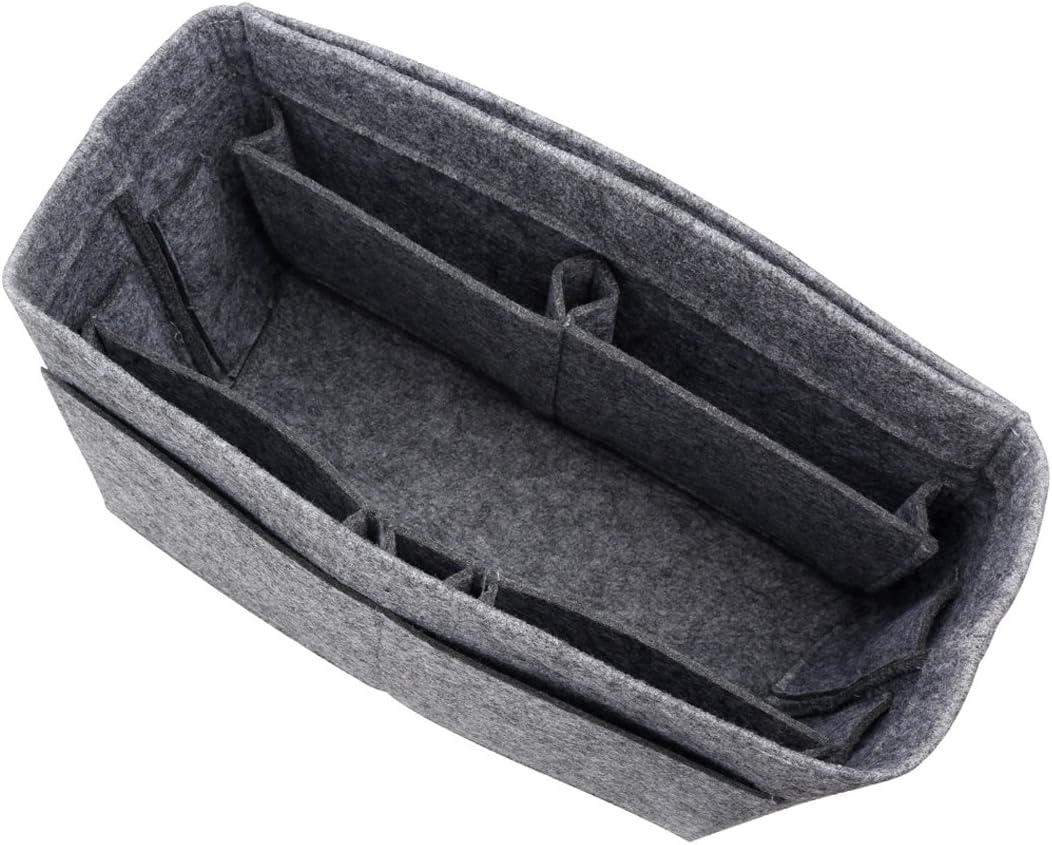 Actater Large Felt Purse Organizer Insert, Multi-Pocket Handbag Shaper, fits Tote Bag Like Speedy or Neverfull (Grey)