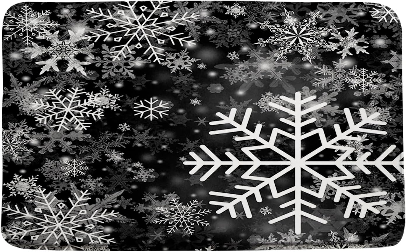 Christmas Bath Mat Xmas Tree Deer Snowflake Winter Cute Black Red Brown Bathroom Kitchen Toilet Rugs,24x60 Inch