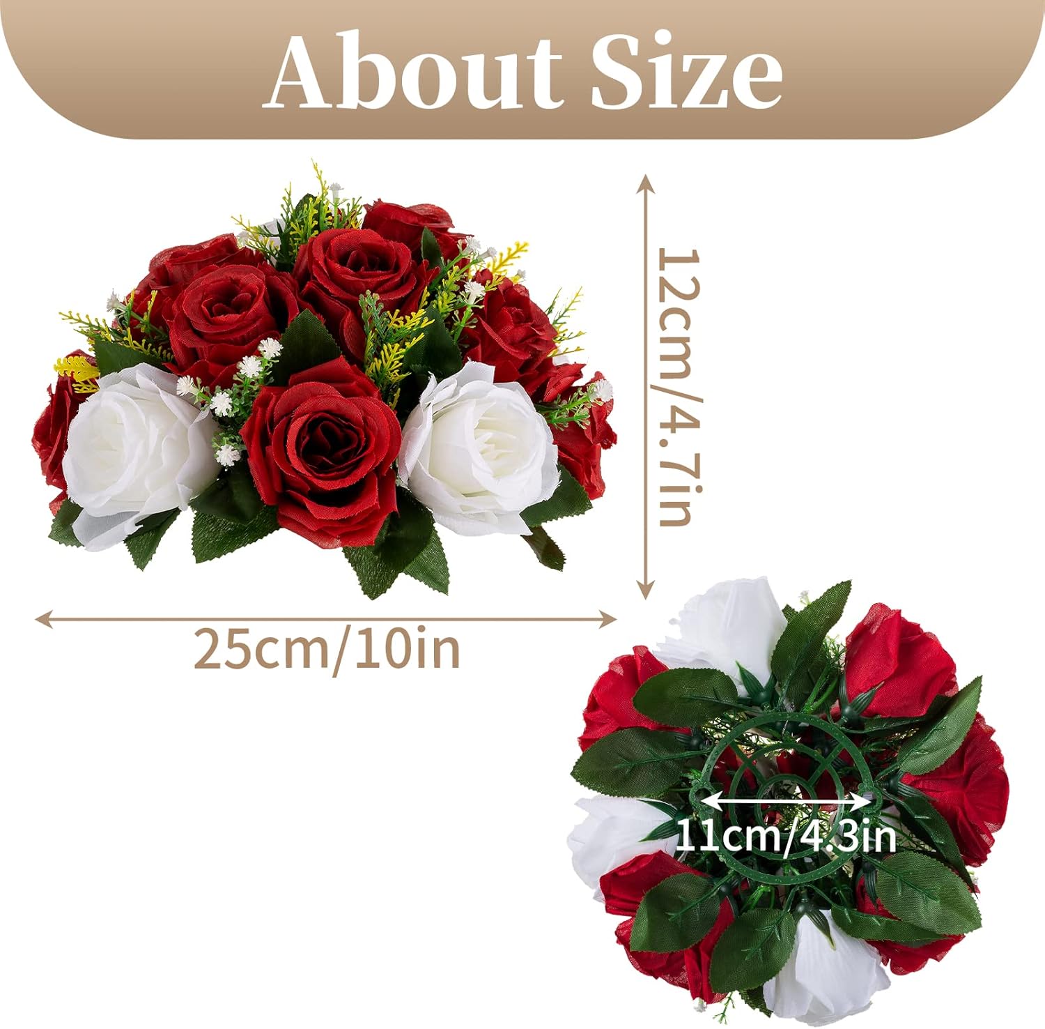 Sziqiqi Red Fake Flowers for Wedding Centerpiece Kissing Flower Balls for Tables Flower Centerpieces Arrangement for Party Road Lead - Image 4