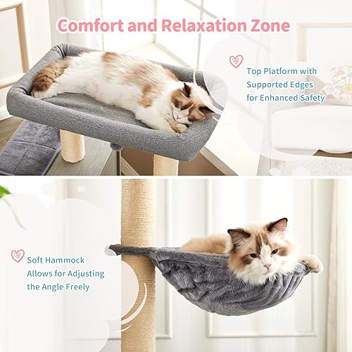 Miniatura 5 de Made4Pets - Árboles para gatos grandes de interior, torre moderna para gatos con poste rascador de sisal, condominio de escalada de madera para