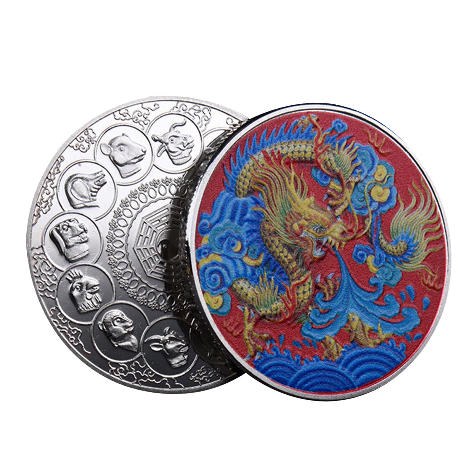 Pièce Commémorative Du Dragon En Métal – Porte-Bonheur, Collection – Symbole De Chance Et Prospérité – Diamètre 4cm - 4