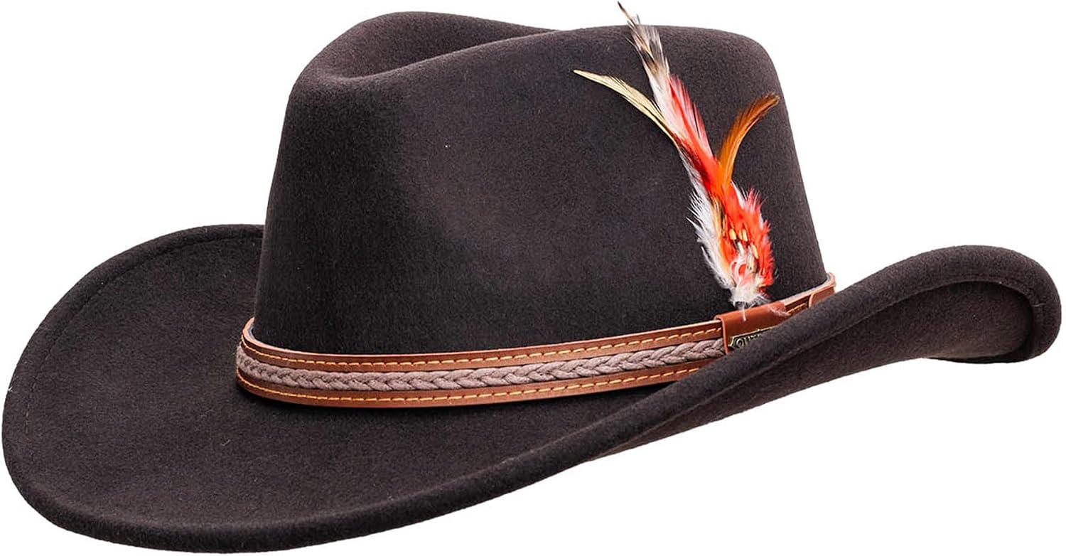 Outback Trading Unisex Adult's High Country Durable Wool Western Cowboy Hat with Brim Lock