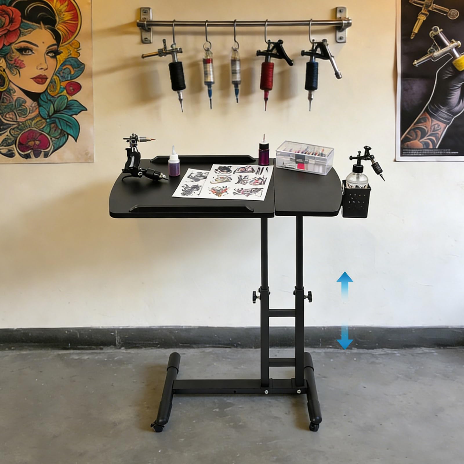 Supporto regolabile per tatuaggi, postazione di lavoro per tatuaggi, banco da lavoro professionale rimovibile, mobile da lavoro, carrello da lavoro, per bellezza, massaggio, manicure, salone di