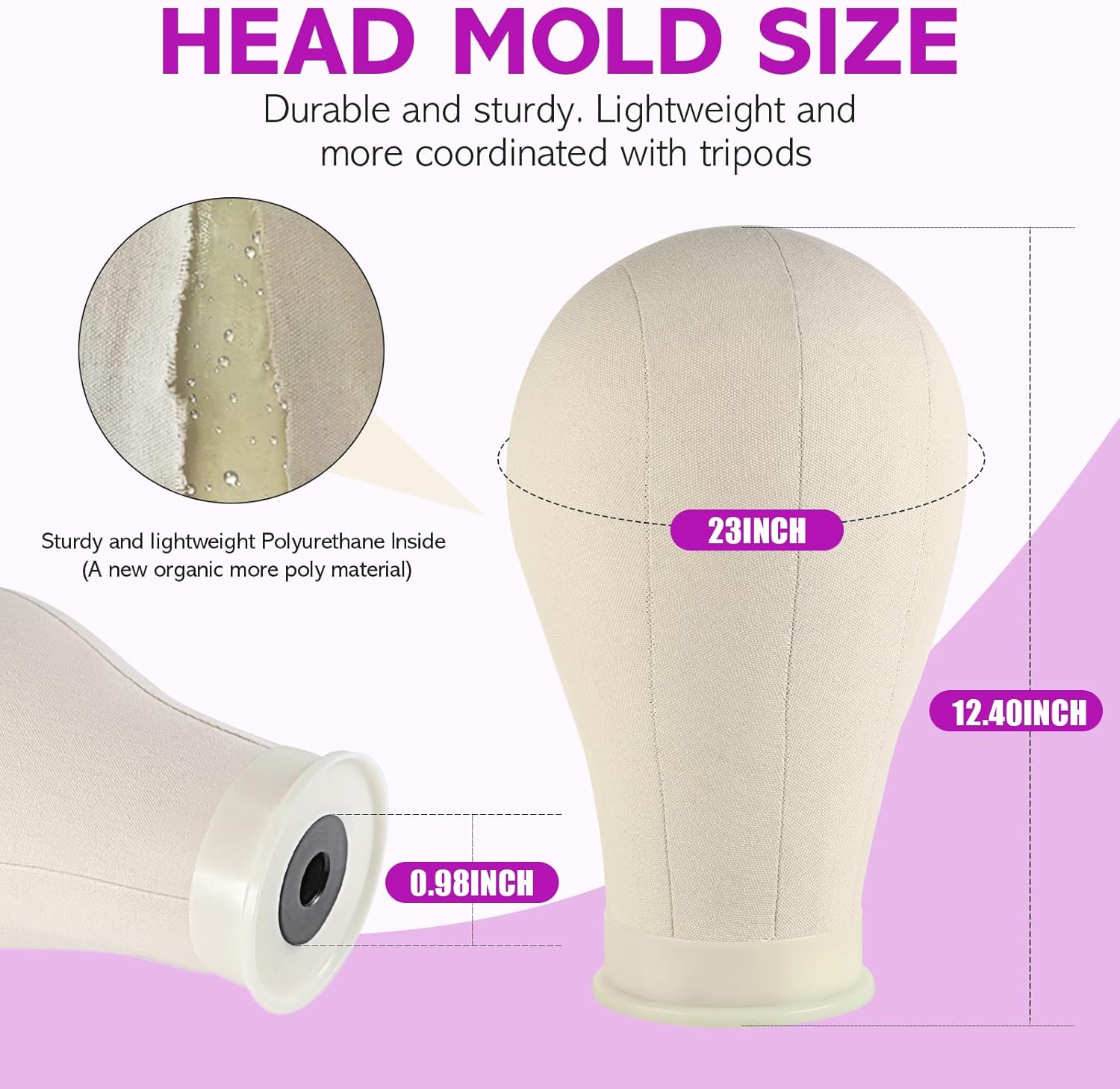 Wig Stand - Wig Stand with Head Canvas Wig Head Mannequin Head for Heavy Wigs, Wig Head Stand Manikin Head Wig Head for Wigs Making Display Styling(Wig not included), Wig Stand Tripod Height Adjustable