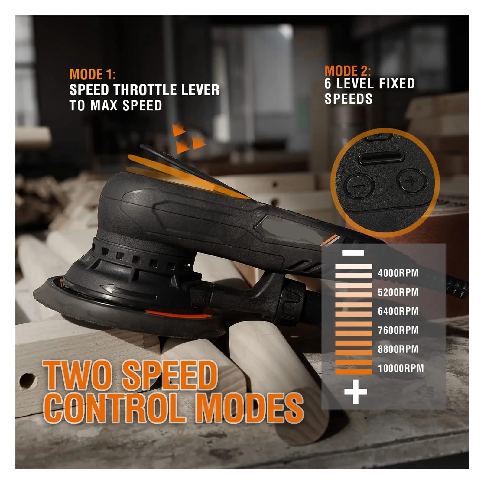 6" 5.0mm/2.5mm Multi-function Automotive Brushless Random Electric Orbital Sander Variable Speed Car Sanding Machine