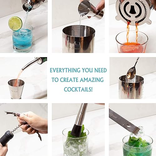 Miniatura 2 de Kit de cóctel de barman  Accesorios de barman Herramientas para bebidas  Juego de 10 mezcladores de bar  Juego completo de mezcla de cóctel con