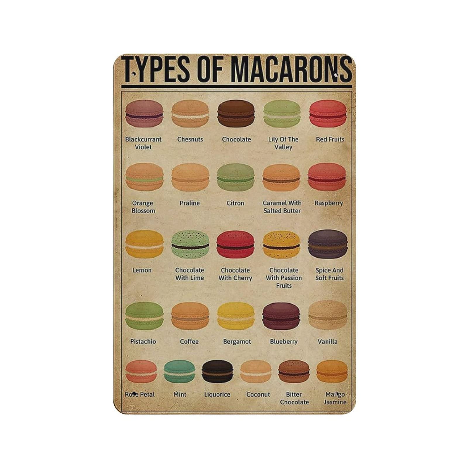 Macaron Type Knowledge Metal Tin Sign Artwork Poster Outdoor Sign Vintage Decor Plaque Poster Cave Garage Pub Bar Kitchen Home Decoration 12"x8"