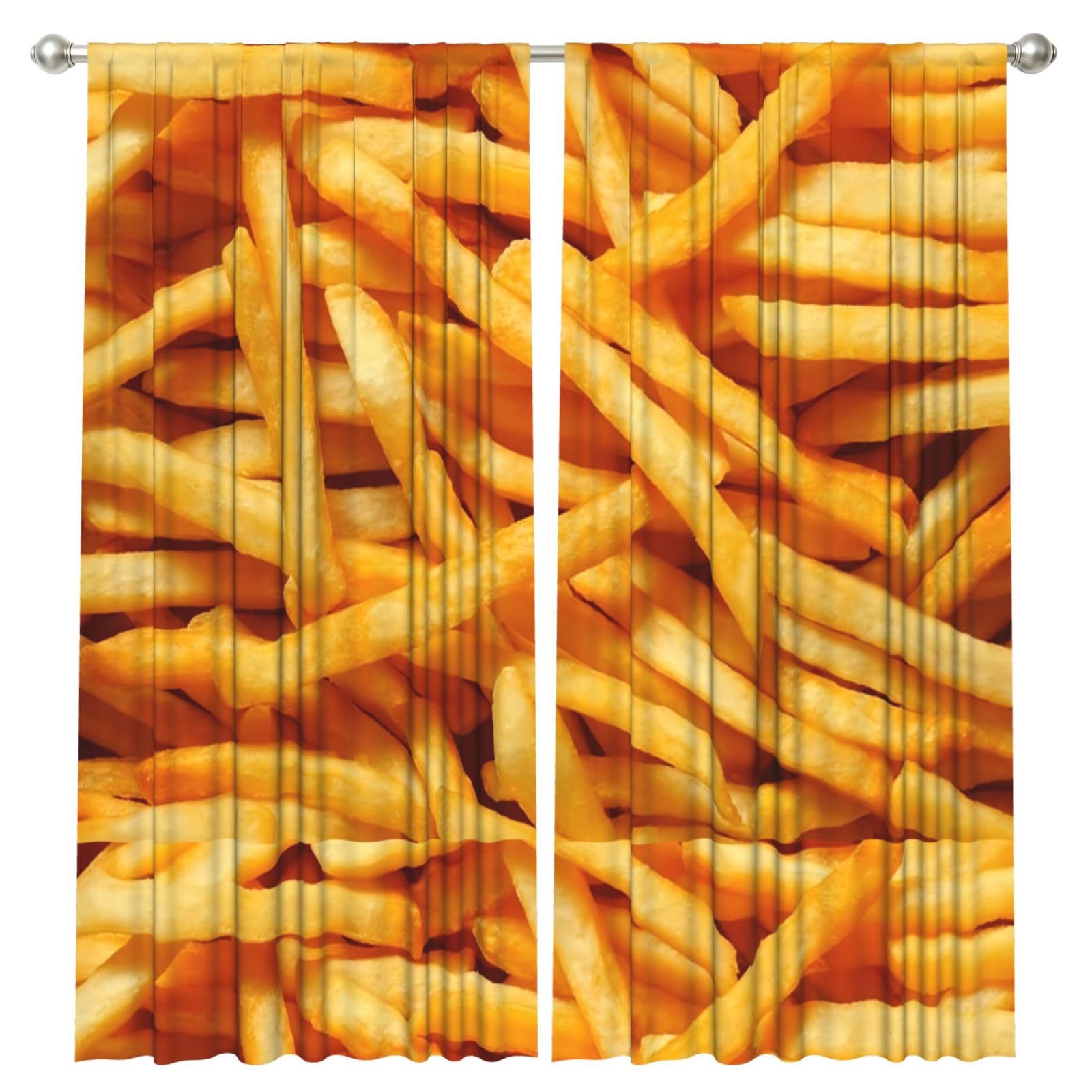 InOmak French Fries Burger Fast Food, 2 Panels Window Curtains 52 x 84 Inch Blackout Curtains for Living Room Bedroom