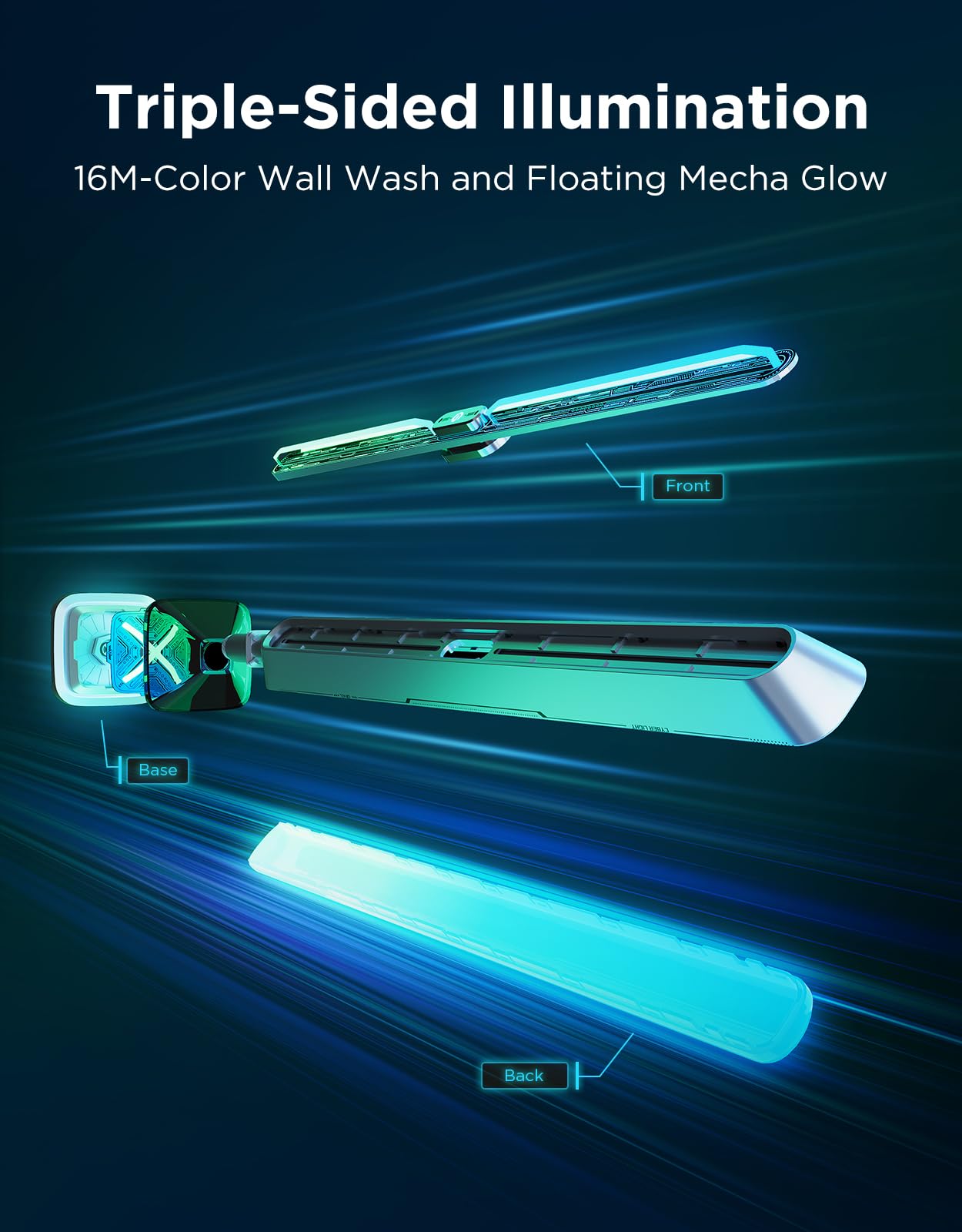 Govee Gaming Light Bars Pro, Upgraded 16-Inch Smart Triple-Sided RGBIC Illumination Wi-Fi LED Gaming Lights, Music Sync & 60+ Scene Modes, Works with Alexa & Google Home, Game Room Decor