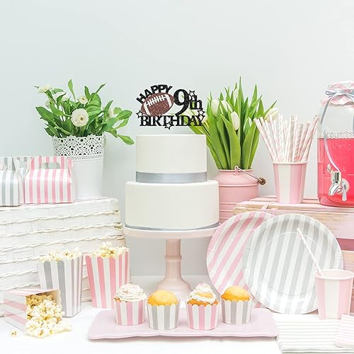 Miniatura 6 de Decoración para pastel de cumpleaños de 9 cumpleaños de fútbol  Decoración de fiesta de cumpleaños temática de fútboldeporte para niños  Suministros