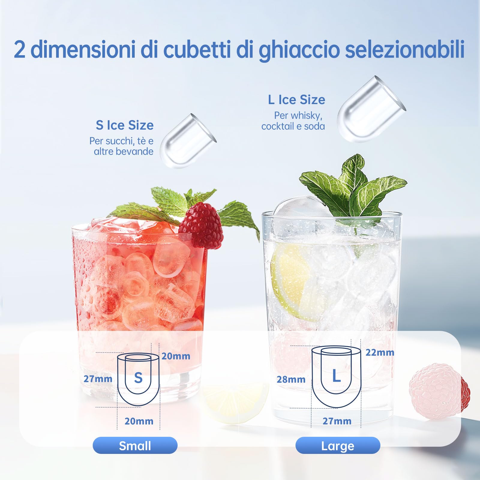 WIE Macchina Ghiaccio, 1.5L Macchina del Ghiaccio, 9 Cubetti di Ghiaccio in 6 Minuti, con Maniglia/Cestello/Pala/Silenzioso, Acciaio Inossidabile
