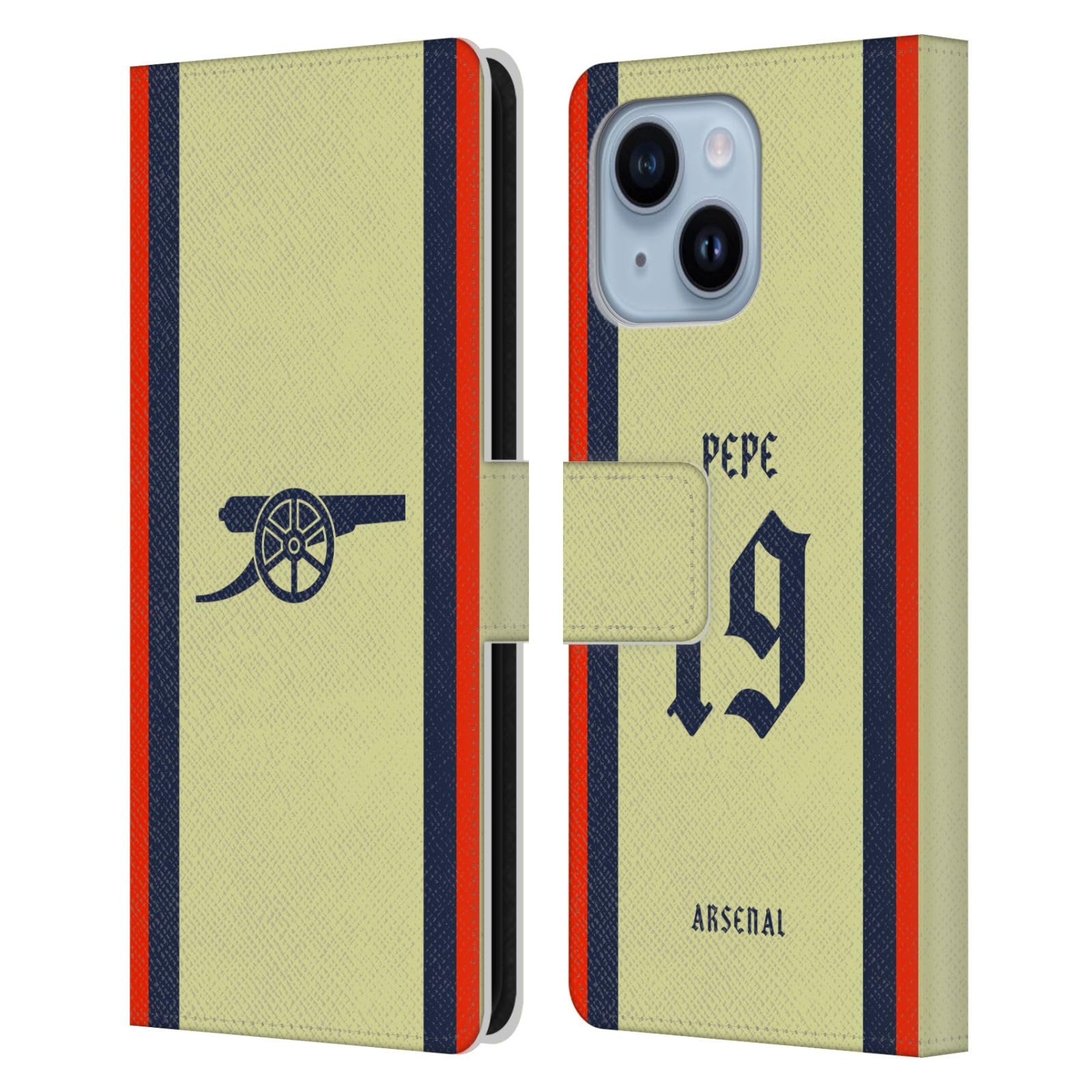 Coque Arsenal FC iPhone 14 Plus étui portefeuille cuir Nicolas Pépé
