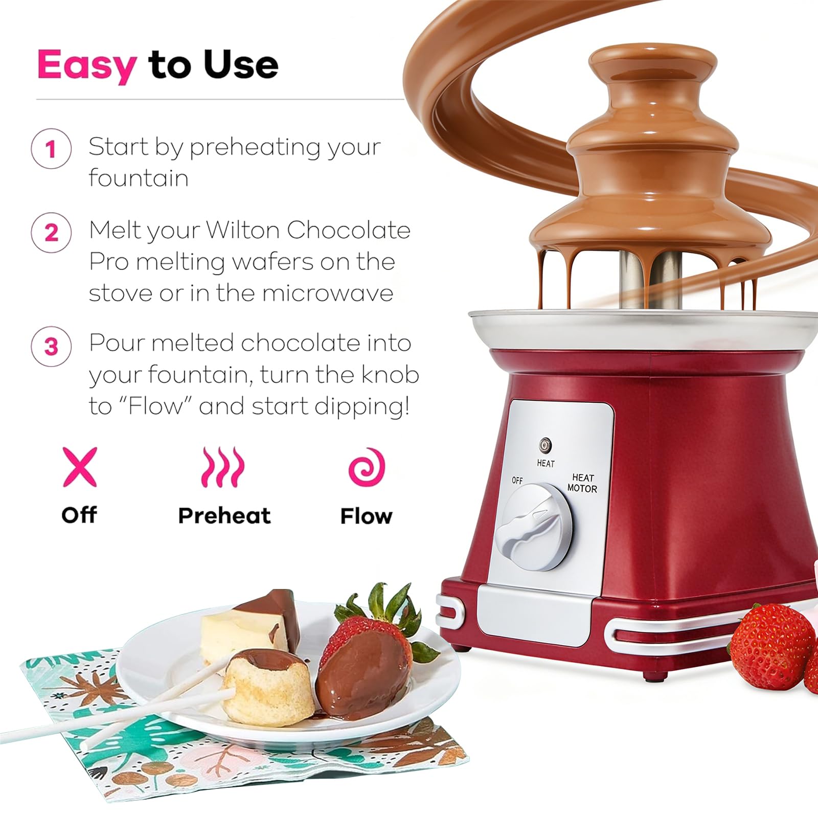 Fuente de Chocolate, 3 Niveles Fuente de Chocolate Eléctrica de Acero Inoxidable, Chocolate Fundido para Casa y Fiestas, Ideal para Navidad, Brunch y Recepciones