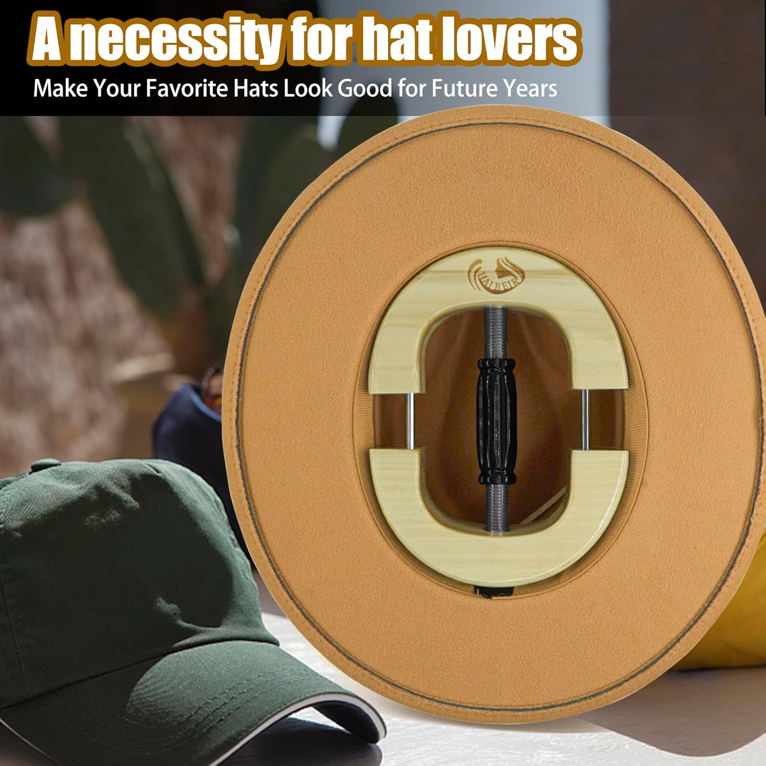 Wood Hat Stretcher for Fitted Hats New Thickened Cowboy Hat Stretcher One Size 6-7/8 Fits All Hats for Men for Women Black - Image 6