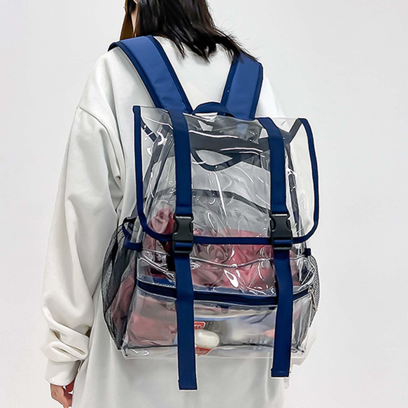 Zaino Scuola Elementare, Zaino Bambino Spallacci Imbottiti, Zaino in PVC Trasparente per Studenti delle scuole Medie e Superiori, Grande capacità, Adatto per Nuoto e Fitness