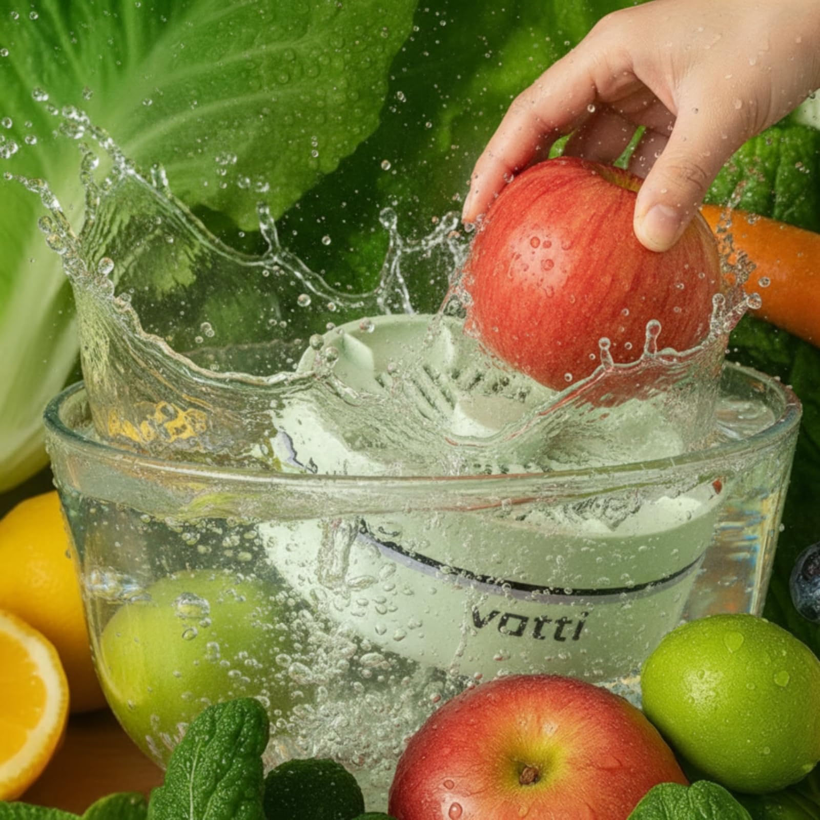 rockible Pulitore Industriale Purificatore Alimentare Dispositivo Lavaggio Verdure Purificatore Frutta Detergente Cucina in Titanio E Plastica Impermeabile, Array, Bianco Vivace