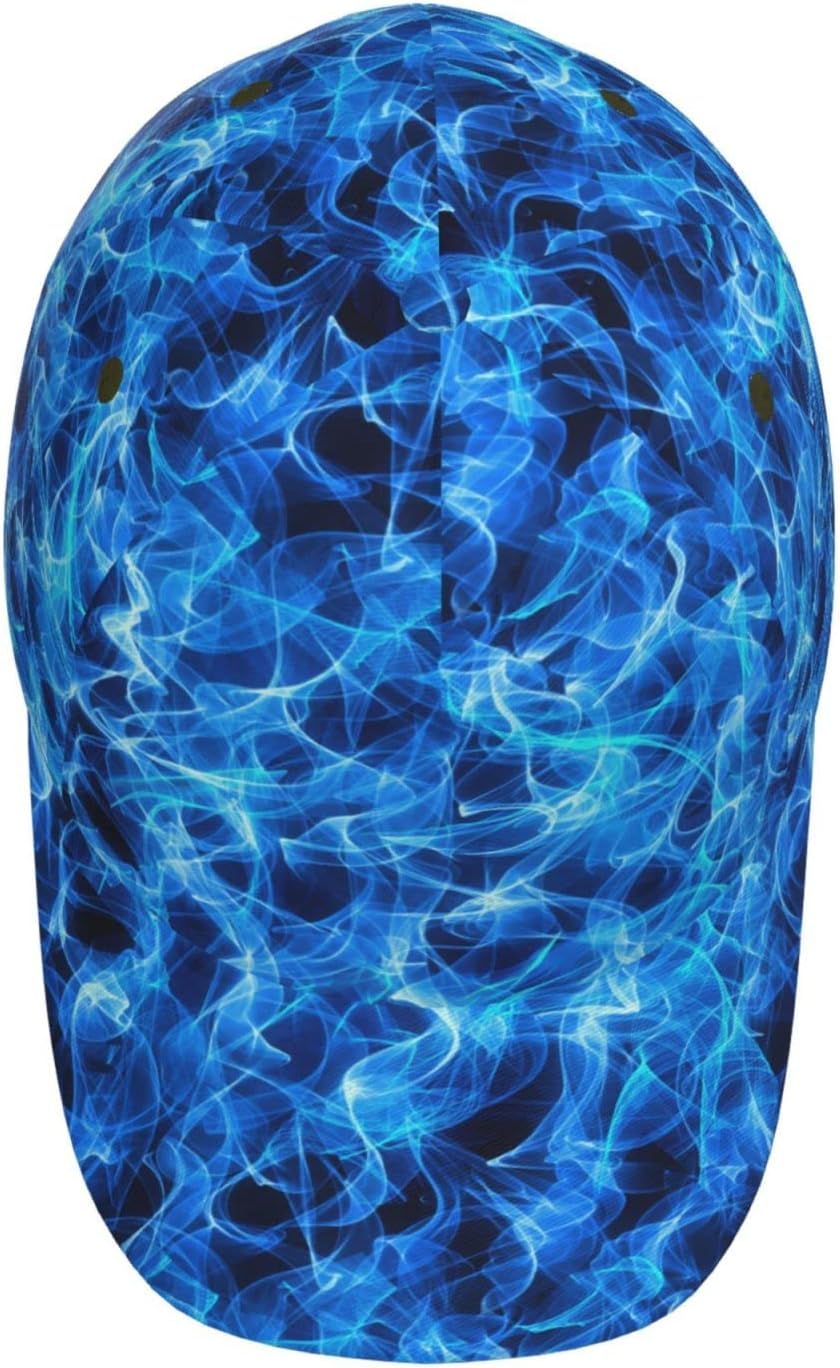 Blue Cool Flame Baseball Cap Snapback Hats Adjustable Trucker Hat for Men Women - Image 3