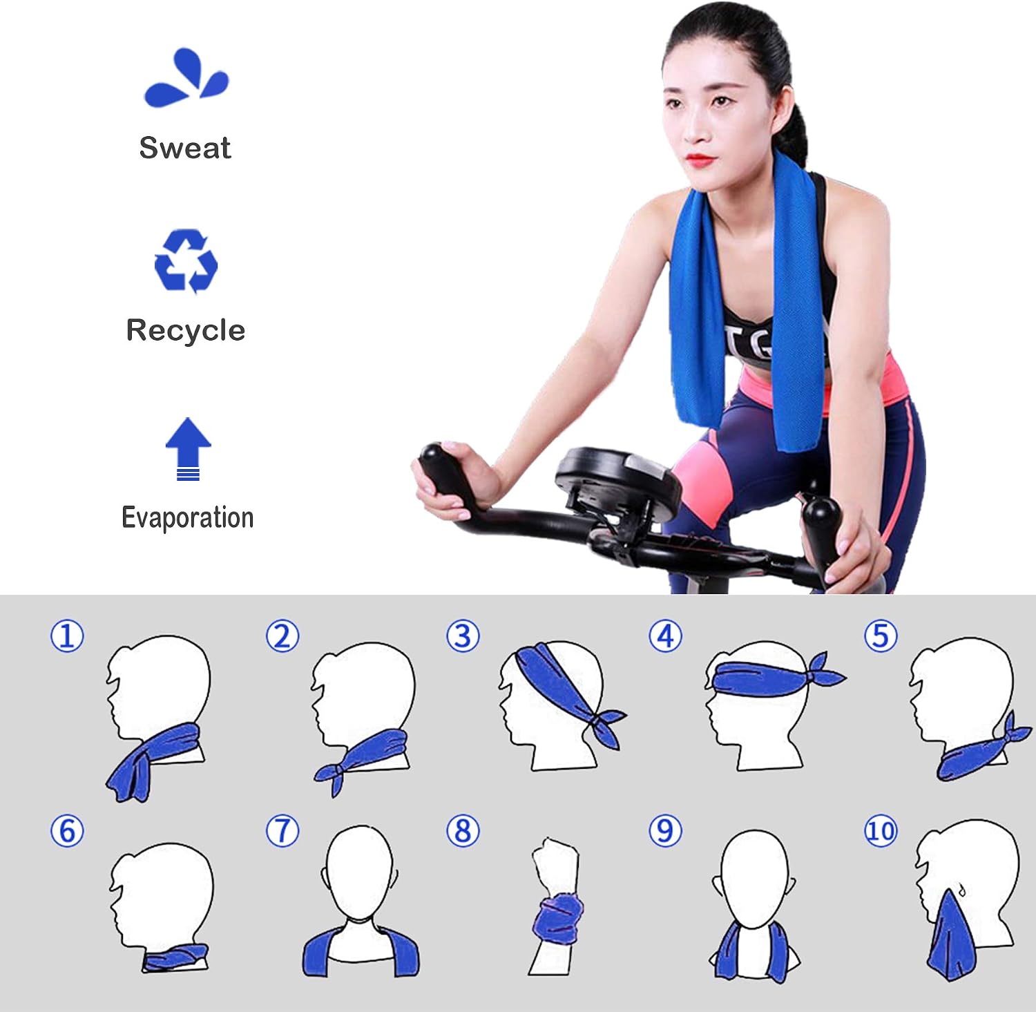 ICECUUL Mesh Cooling Towel 4 Packs (44"x15") Microfiber Workout Towel, Soft Breathable Cooling Towel for Theme Park, Yoga, Sport, Gym, Workout, Camping, Fitness, Running, Golf, 110x38cm