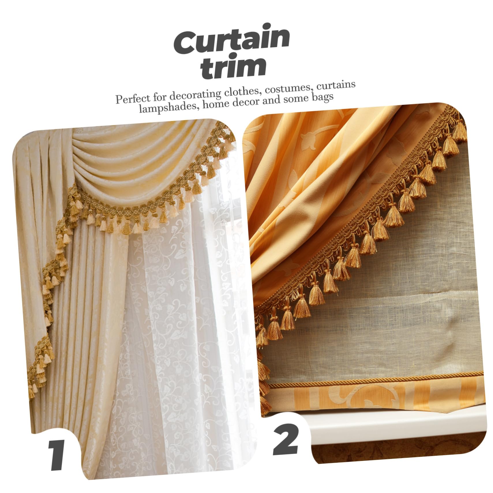 Housoutil Passamaneria in Poliestere per Tende Frange Decorate per Rifinitura in Tessuto Accessori Fai da Te per Abiti e Oggetti della Casa