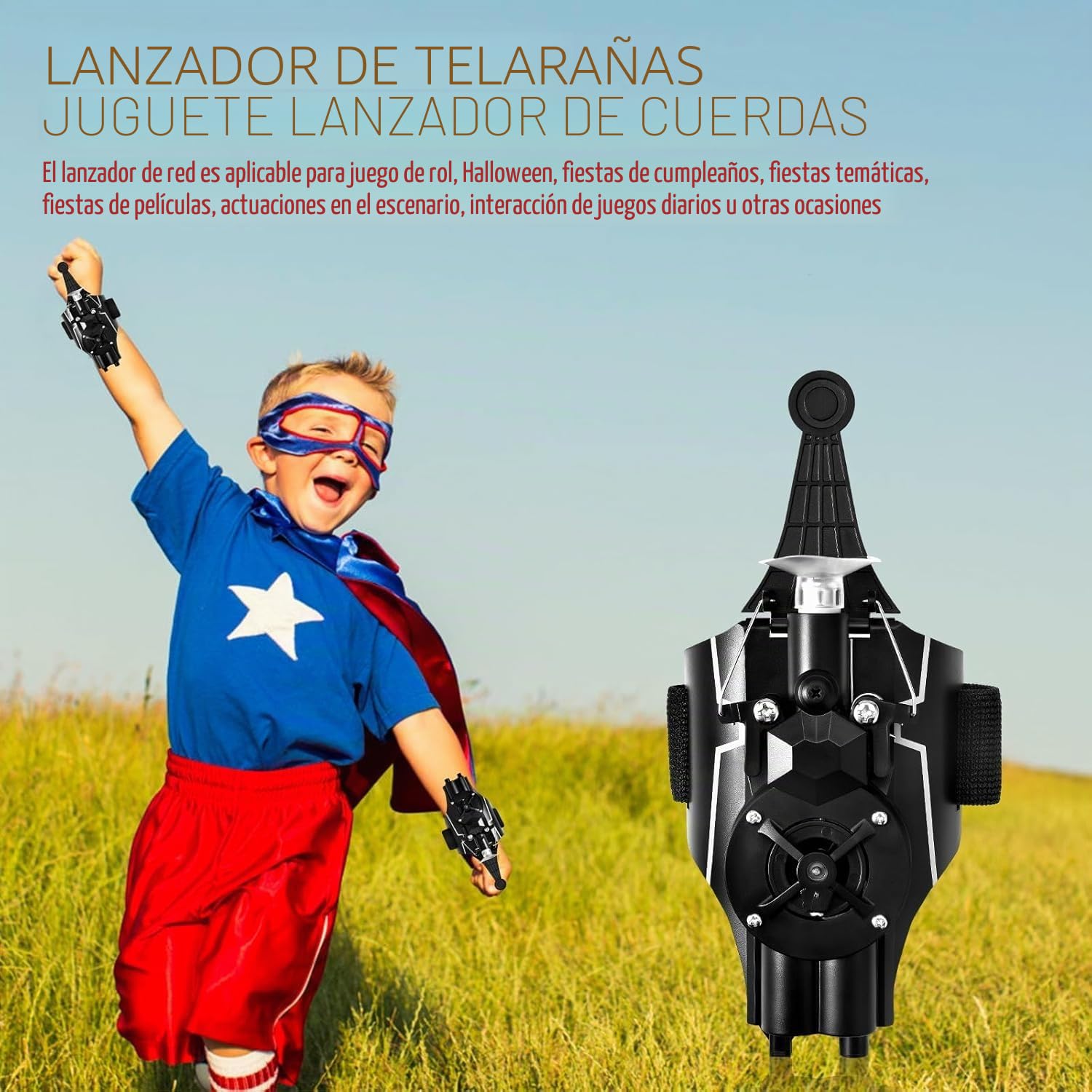Towwoo Tirador de Telarañas, Lanzador de Araña Negra, Spiderman Toy Brazales Eléctricos Web Shooter Launcher, Spider Man Web Shooters Cosplay Decorativo, Lanza Telarañas Spiderman