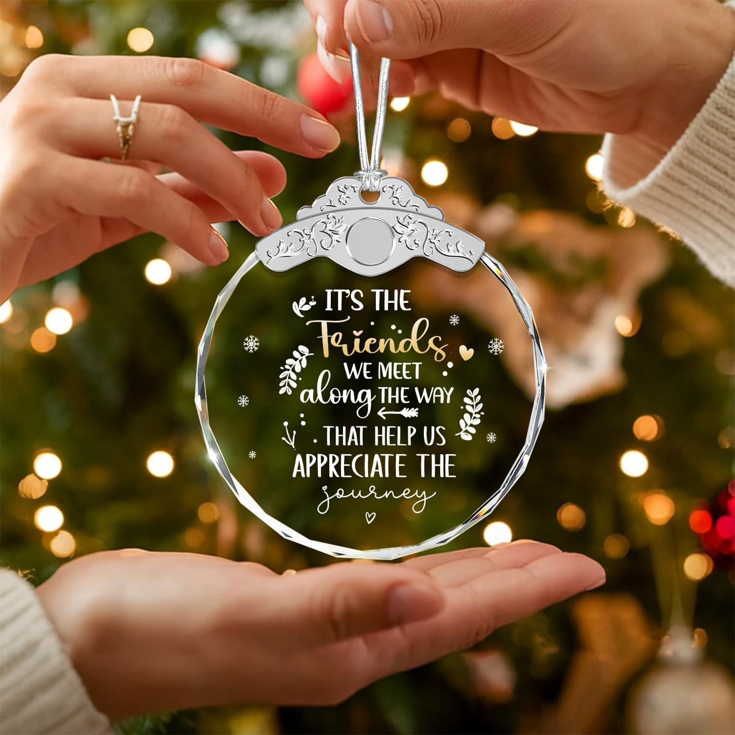 Glass Ornament - It's The Friends WE Meet - Best Friend Ornaments - Gift for Women, BFF, Besties, Sisters - Best Friends Tree Decor - Mother's Day Father's Day Friendship Gifts for Friend - Image 2