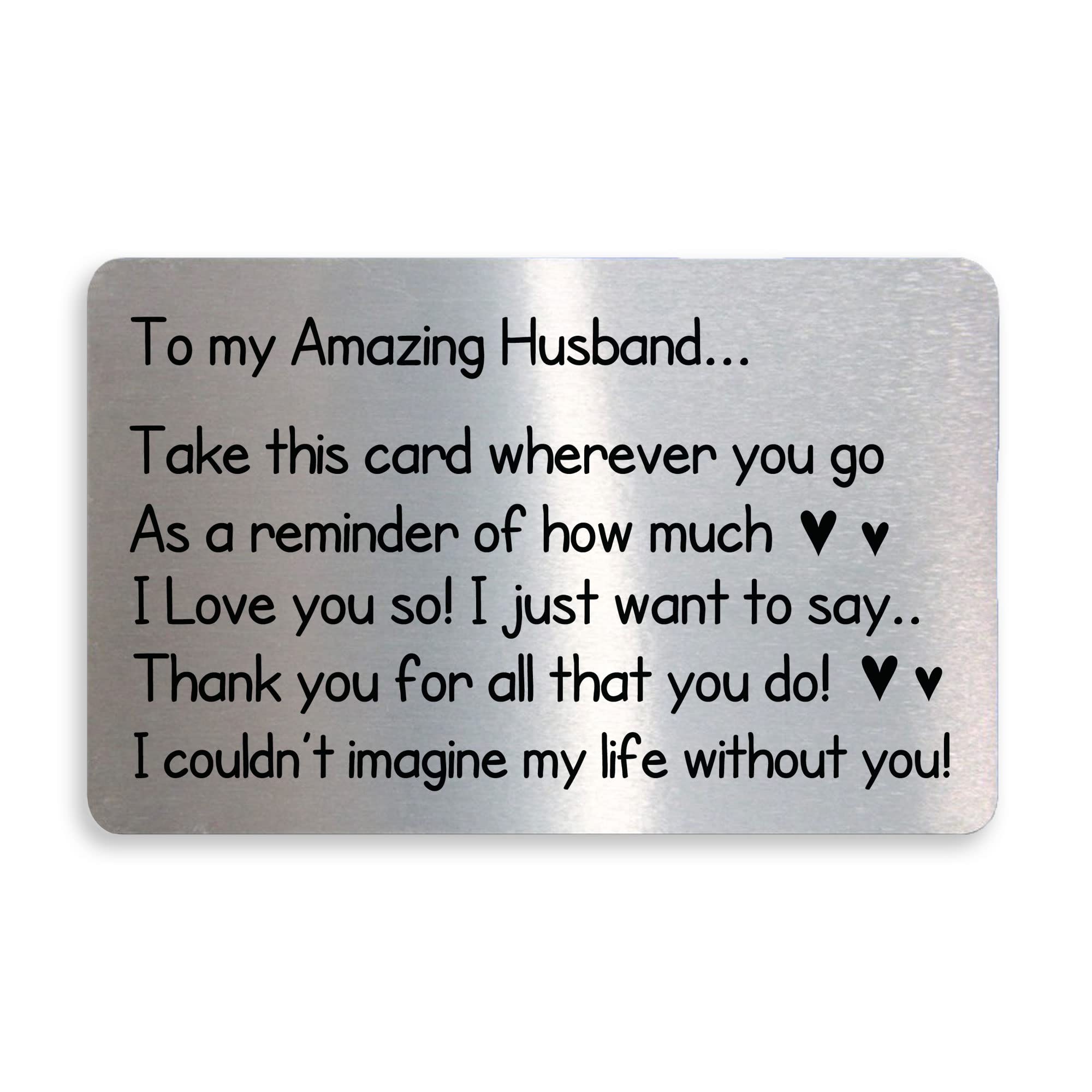 Keepsake Gift For Husband On Valentines Day Anniversary Thank You Wallet Card