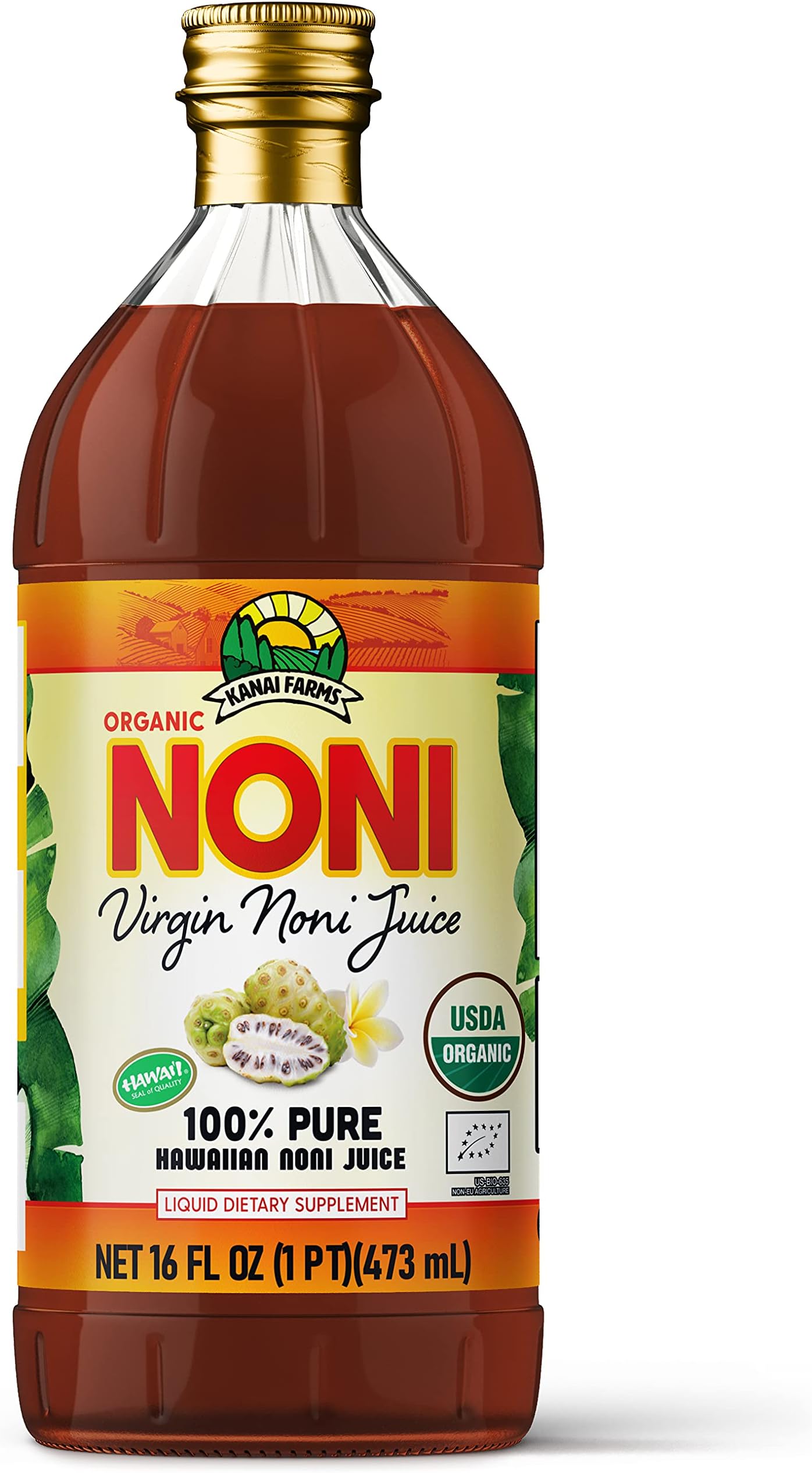 Virgin Noni Juice - 100% Pure Organic Hawaiian Noni Juice 16oz