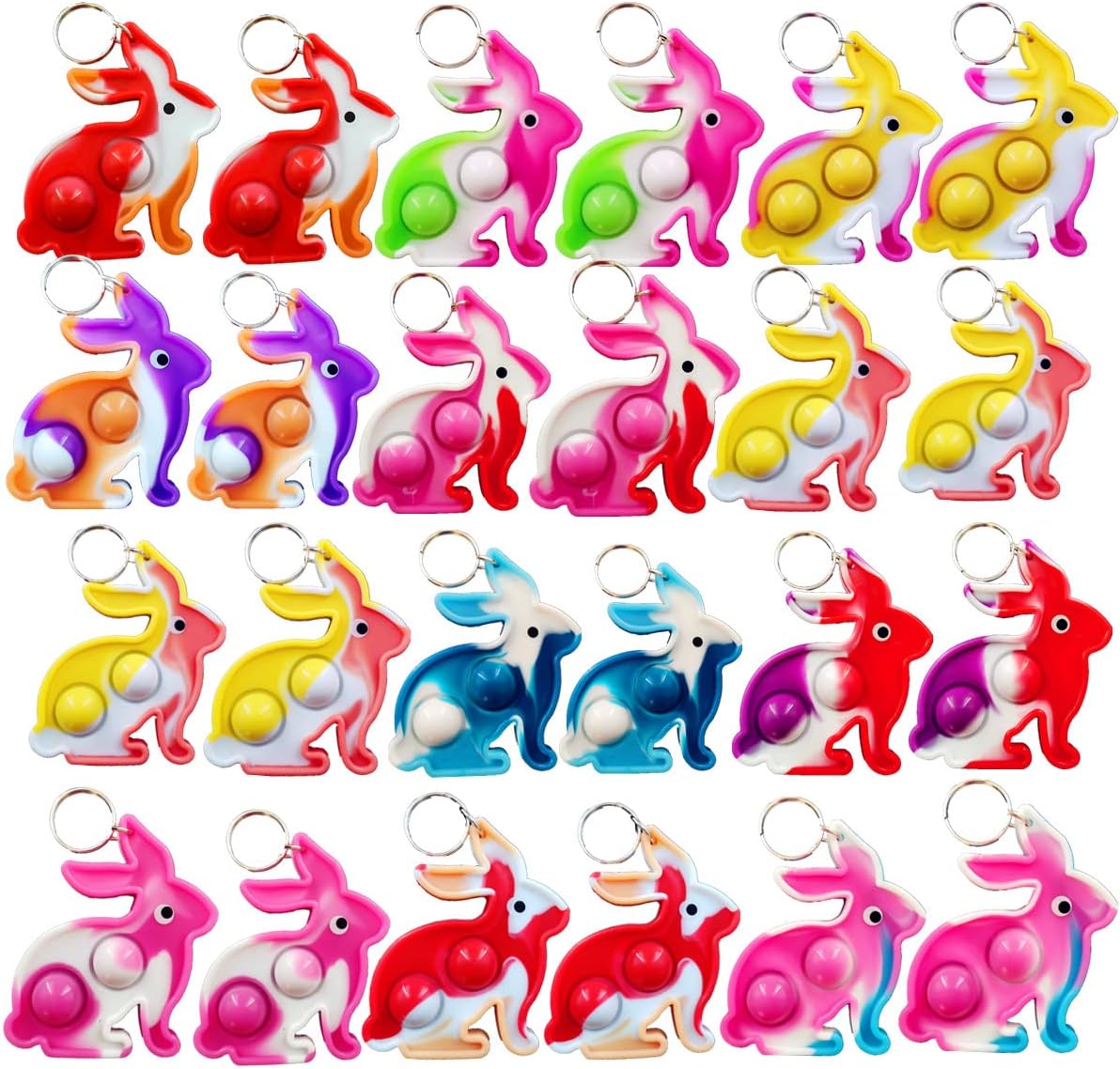 100 Packs Easter Classroom Students Gifts Bulk Rainbow Bubble Fidgets Gifts From Teacher,Rabbit Mini Pop Holiday Rewards Party Favors for Kids Adult
