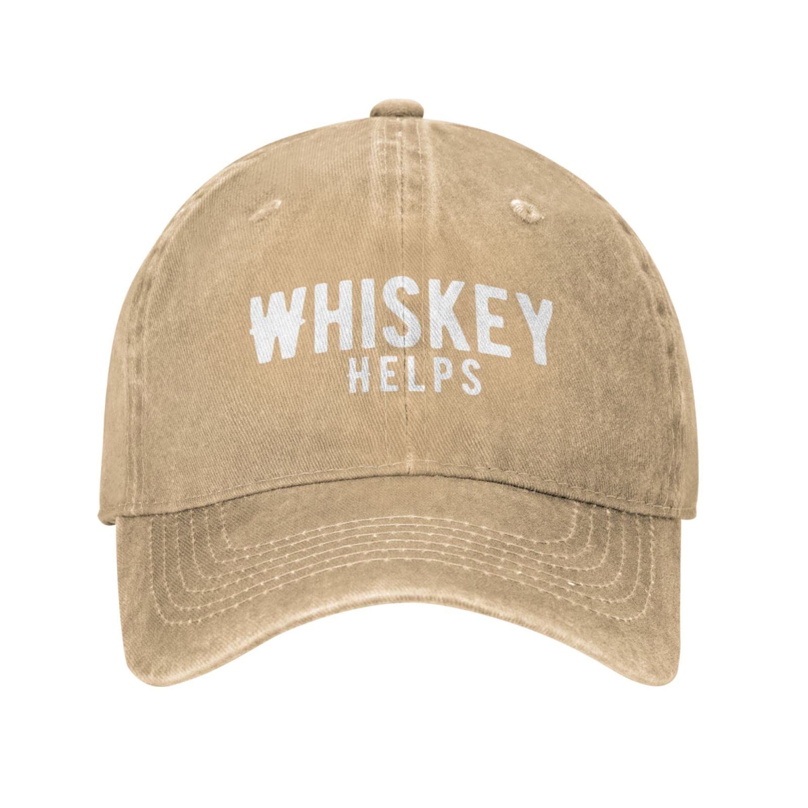 Nlwqekv Unisex Natural Funny Hat Whiskey Helps Hat Women Dad Hats Funny Cap