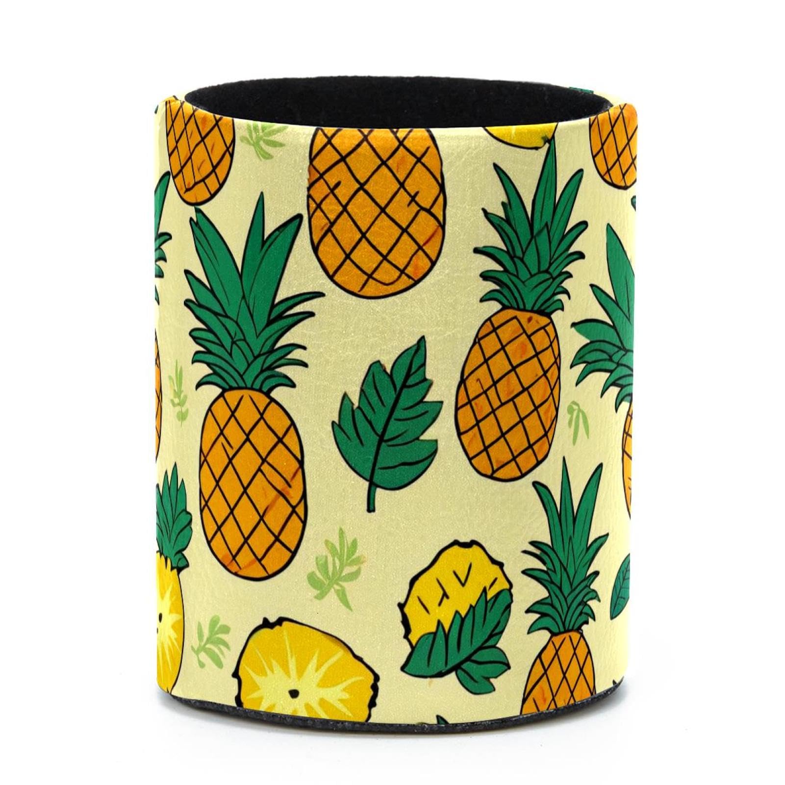 VAPOKF Round Pencil Holders for Desk, Cartoon Pineapple Pen Holders Pen Pot Makeup Brushes Storage Desktop Stationery Supplies Organiser for Home Office