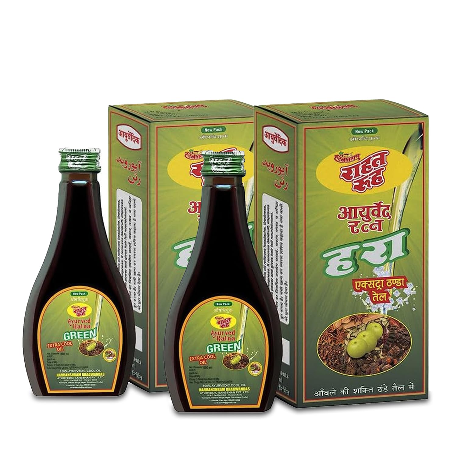 Harbansram Rahat Rooh Green Oil – Power of 6 Ayurvedic Herbs | Relief for Sleeplessness, Headache and Stress Relief Oil for Men and Women| 100% Pure, Relaxing & Refreshing Cooling Effect- 500ml (Pack of 1) (B0C8MV5DDJ) Amazon Price History, Amazon Price Tracker