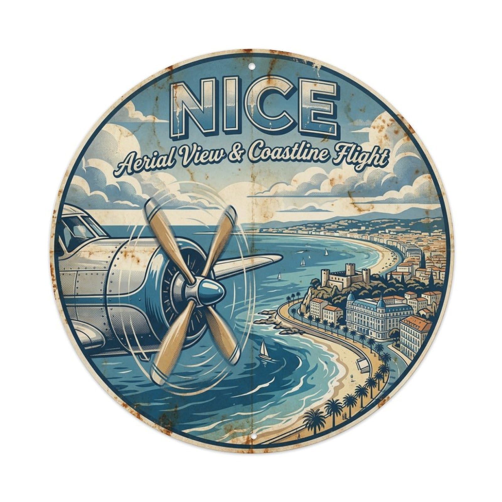 Olhnbad Style Coastline Flight Culture Nice Travel Vintage Metal Tin Sign