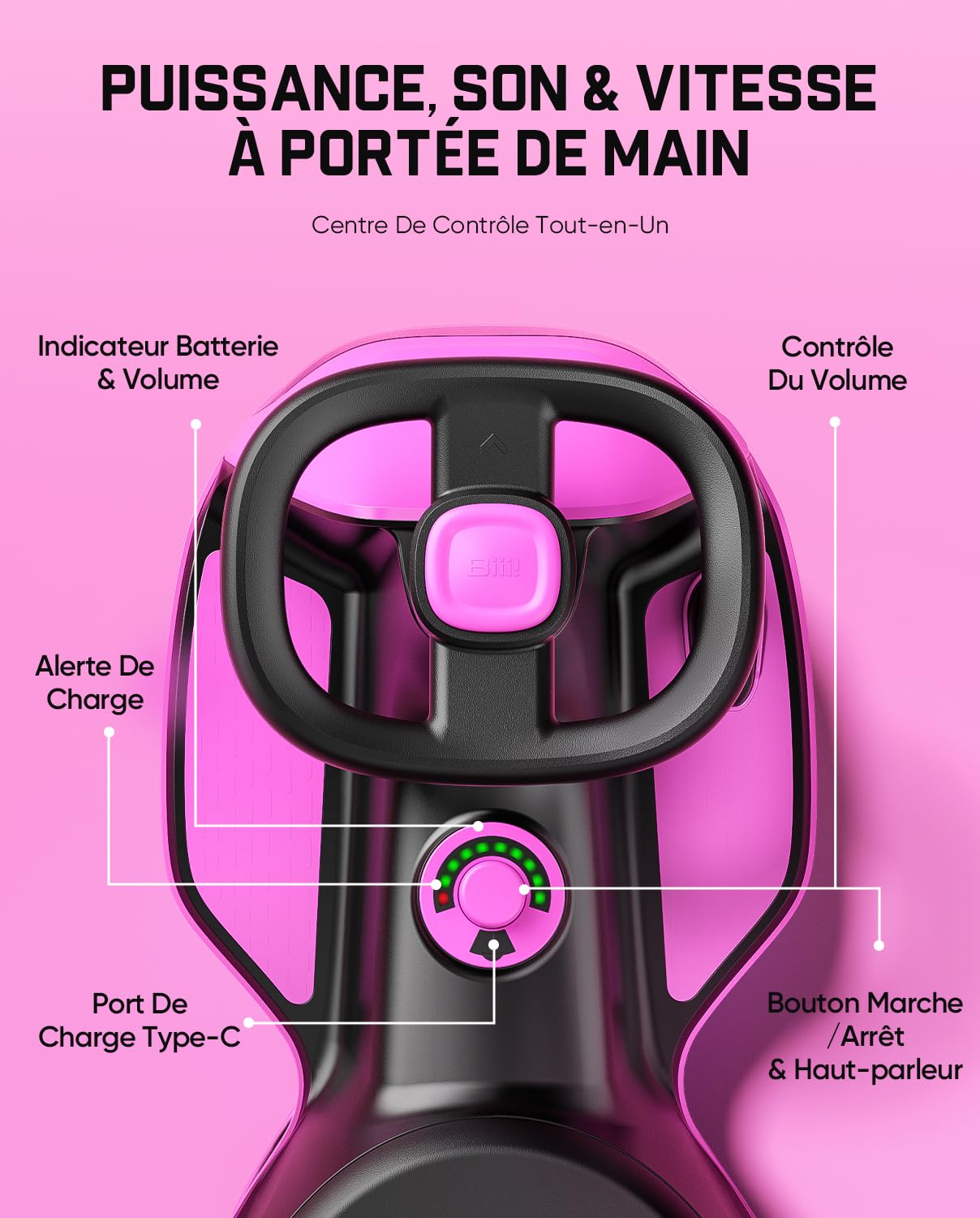 FanttikRide N10 Classic Voiture Électrique Enfant, Balai Amovible, Rouge