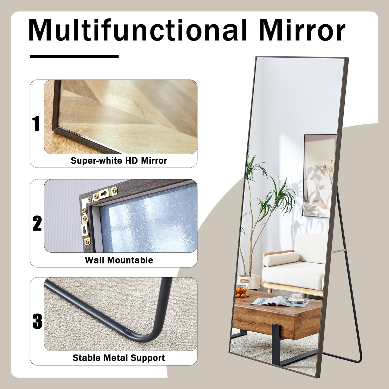 Fourth Generation Solid Wood Frame Long Mirror, Dressing Mirror, Bedroom Foyer, Decorative Mirror, Clothing Store, Floor to Ceiling Mirror, Wall Mounted. 71 "* 31.4"
