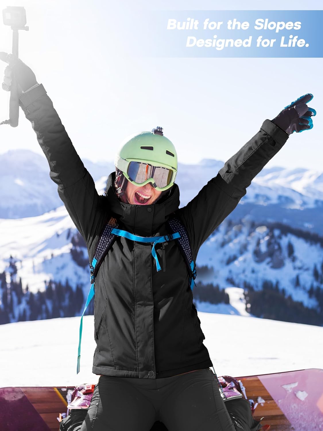 FREE SOLDIER Women's Waterproof Ski Snow Jacket Fleece Lined Warm Winter Rain Jacket with Hood Fully Taped Seams - Image 6