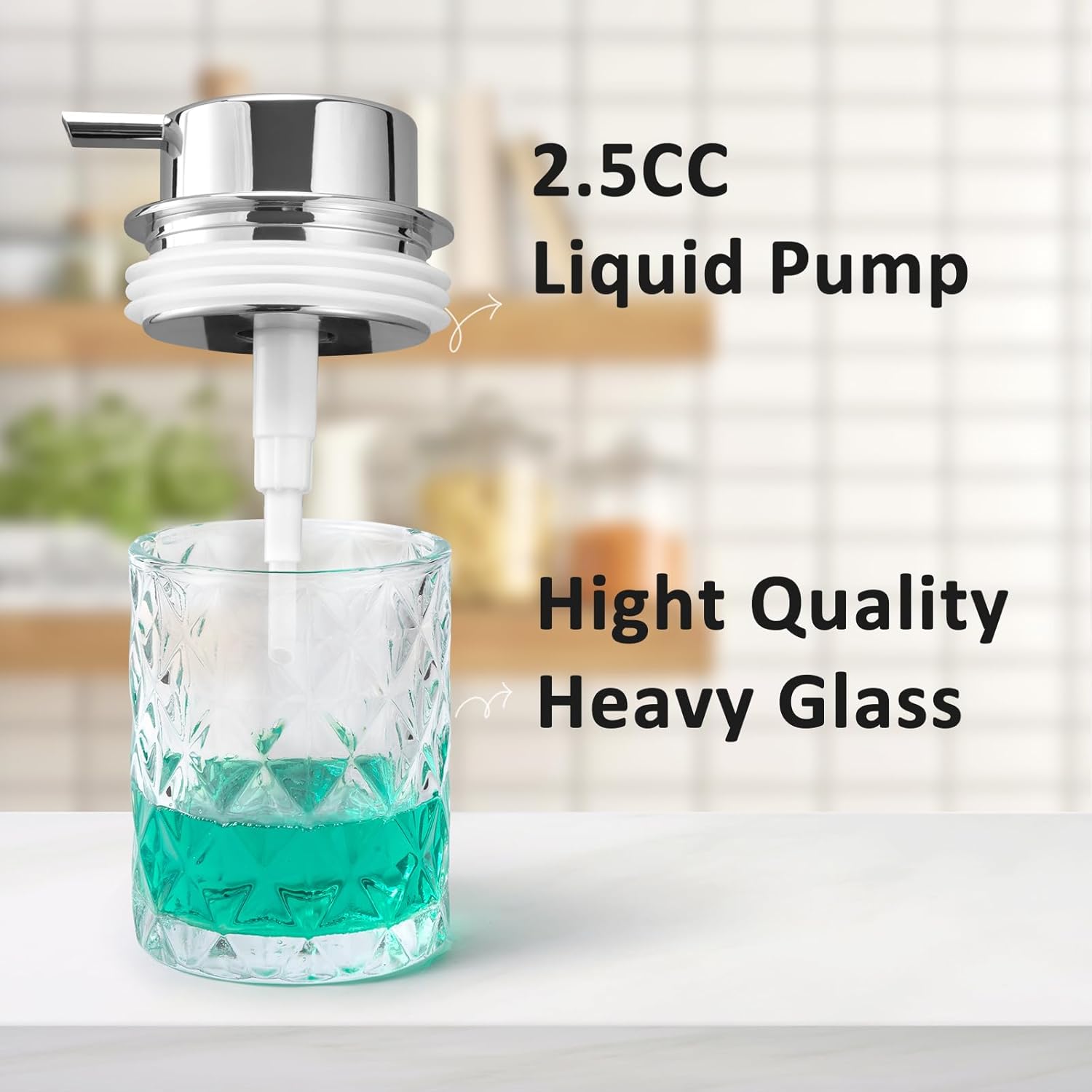 Bathroom Glass Soap Dispenser with Durable Rust-Proof Plastic Liquid Pump (Can't Foam) Hand Lotion Dispenser Antislip Shampoo Kitchen 10oz - Image 4