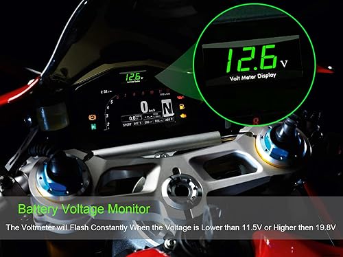 Miniatura 3 de Kinstecks - Voltímetro digital de motocicleta de 12 V CC con pantalla LED, medidor de voltaje para motocicleta, coche, batería, monitor de voltaje,