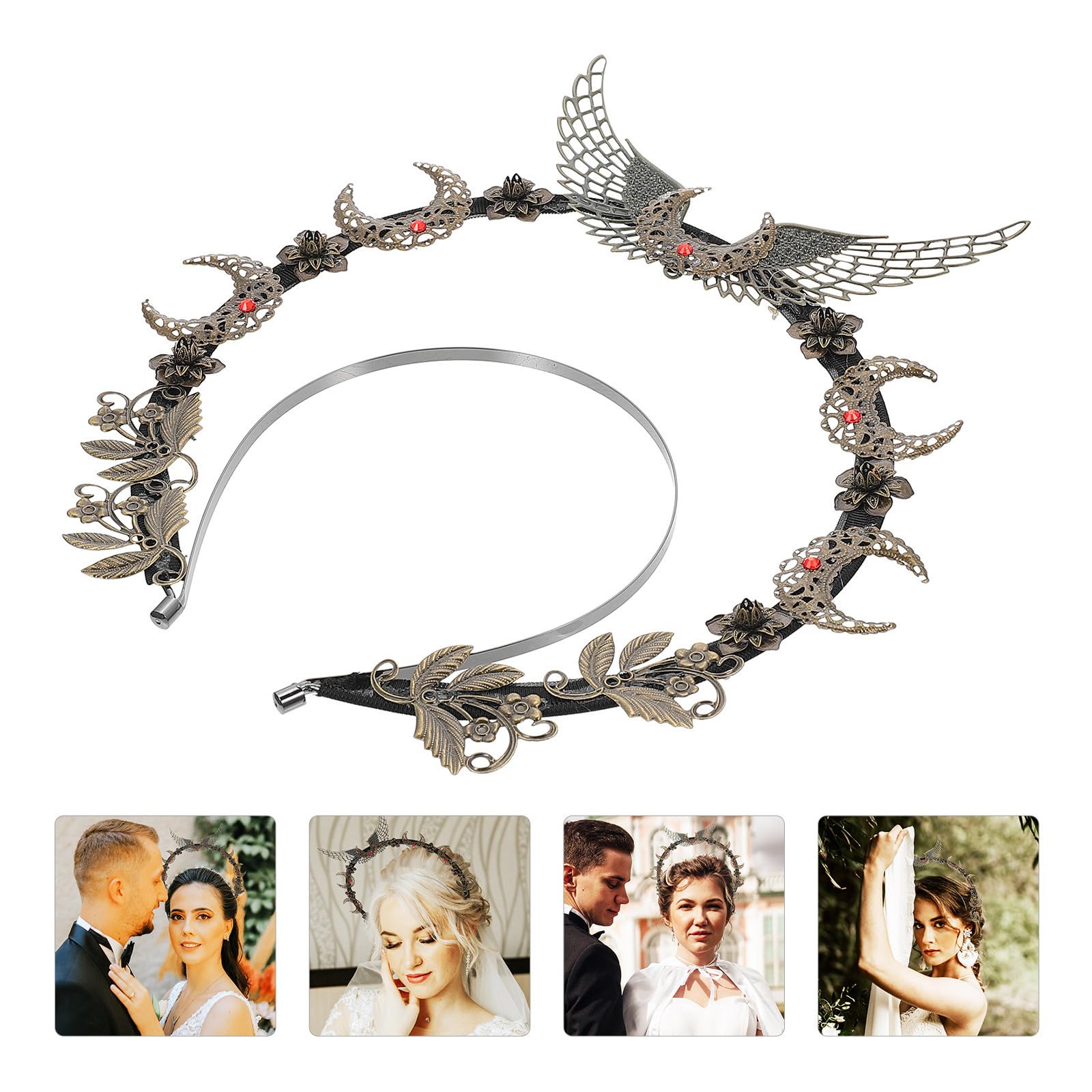 Didiseaon 4 Pezzi Cerchietto Elegante in Metallo per Chioma Donna, Nero, | Accessorio Decorativo per Festa Danzante e Fai da Te, Fatto a Mano, anche Oggetto Fotografico