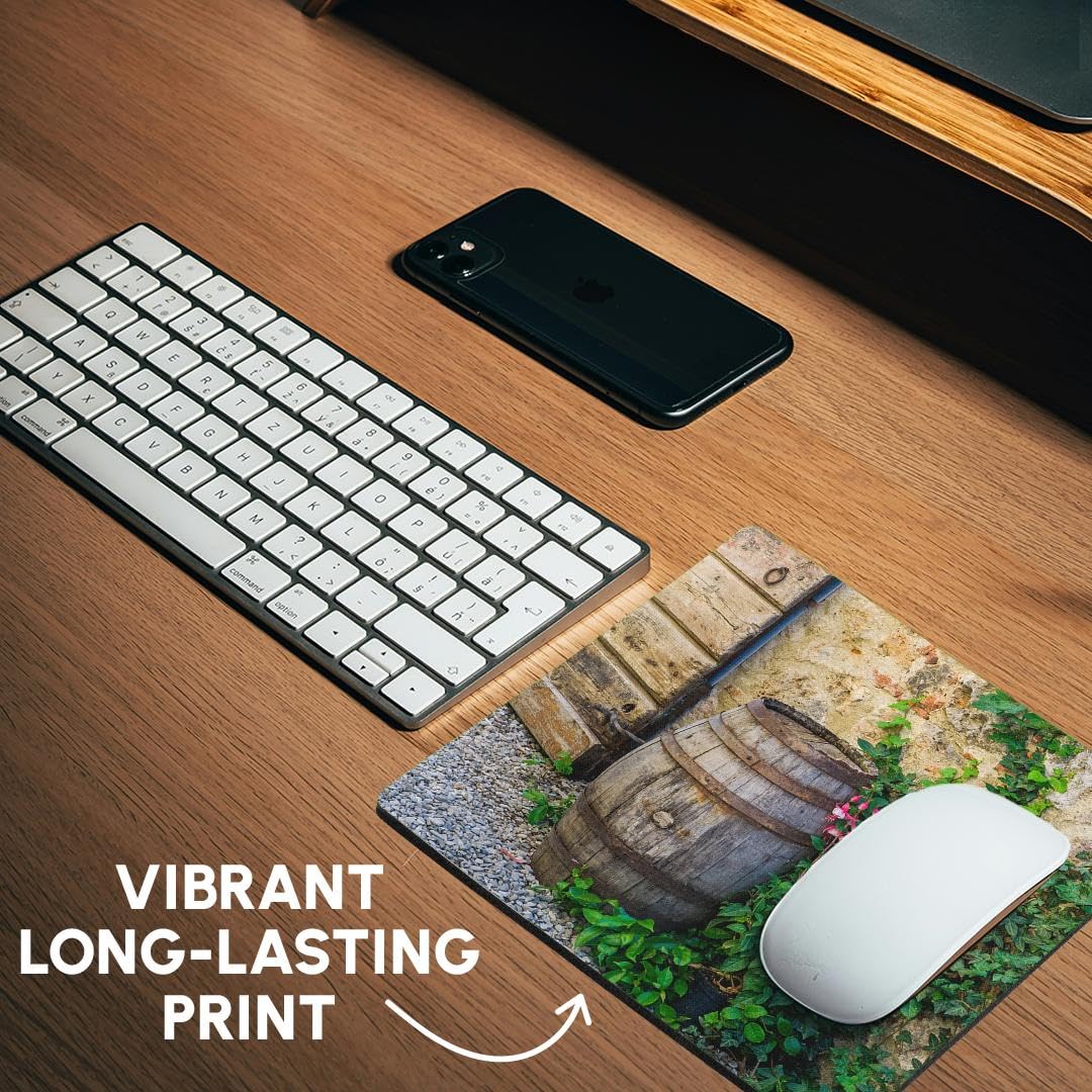 Tuscany Italy Street Scene Mouse Pad - 8x8 Inch Rubber Desk Mat With Photo Print