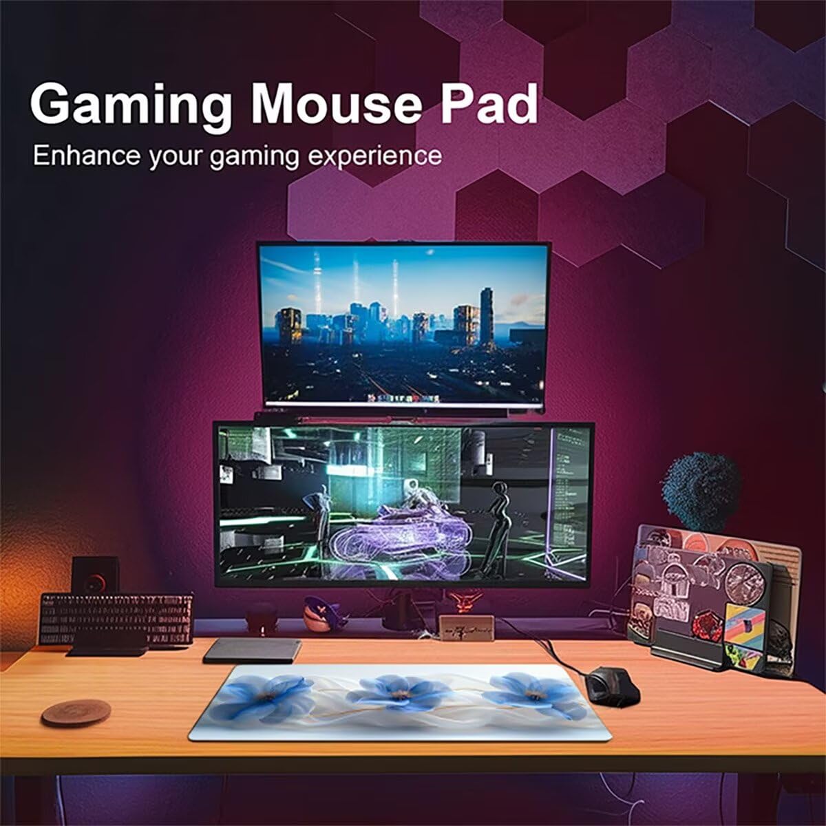Tappetino per Mouse Gaming XXL 1200x600x3mm– Ufficio Mousepad Grande – Migliora la Velocità e la Precisione Tenuta Stabile Sottomano per Ufficio e Casa Accessori Scrivania Fiori PjY9443 N-U