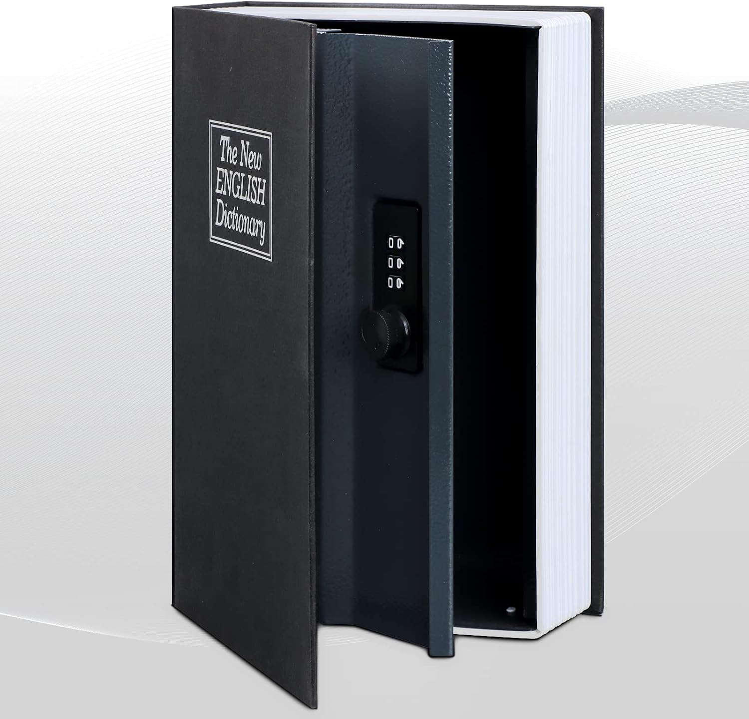 xydstay Book Safe with Combination Lock - Dictionary Shaped Hidden Secret Book safe Diversion Safe Book Lock Box Money Box for Storing Money,Jewelry and Passport,Black,9.5x6.1x2.2 Inches