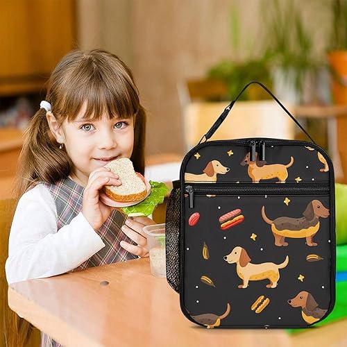 Miniatura 7 de Bolsa de almuerzo aislada con diseño de perro salchicha para mujeres y hombres, reutilizable, bolsa de mano para el trabajo y viajes